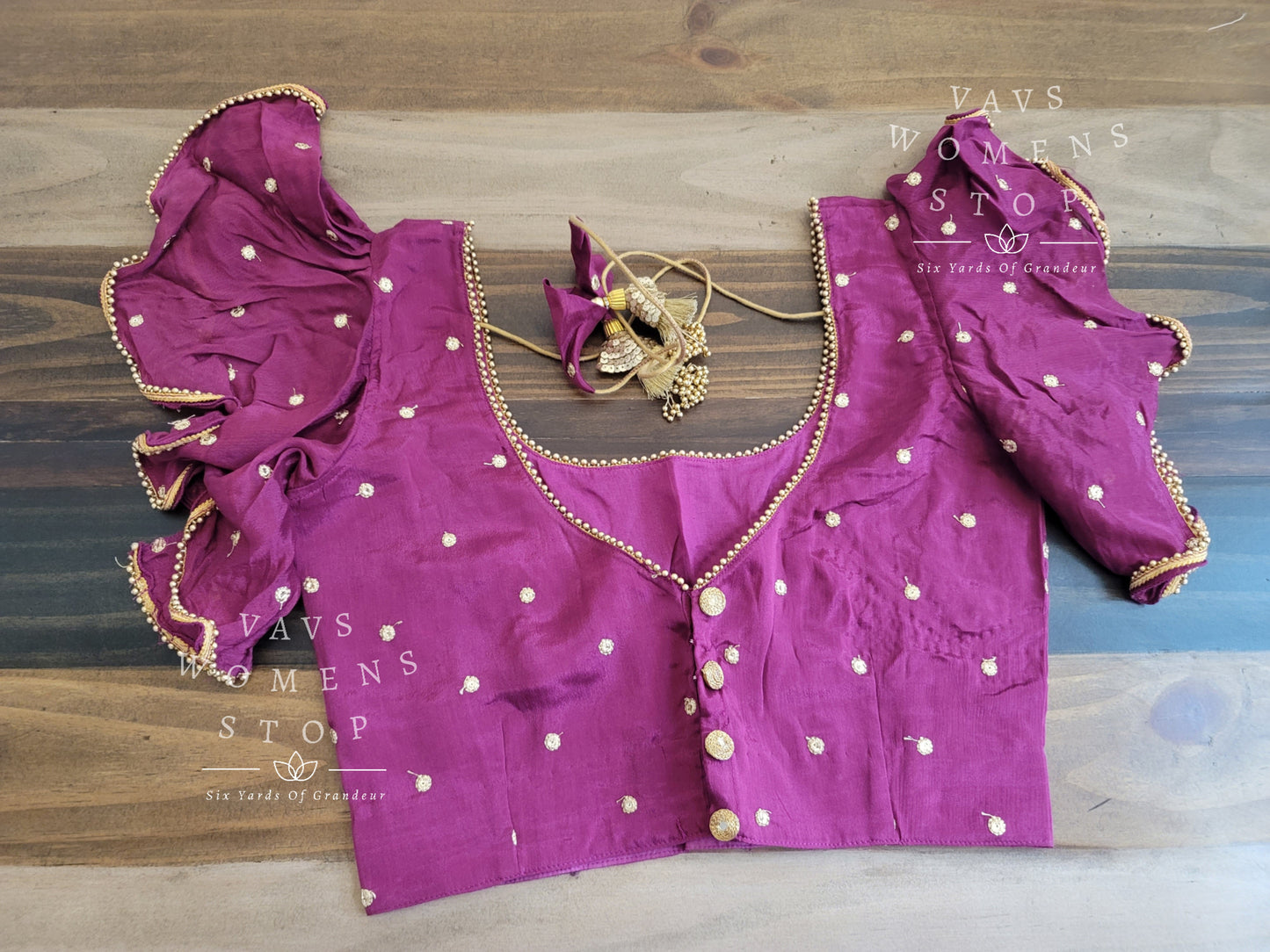 Purple Shade Ruffle Sleeves Blouse