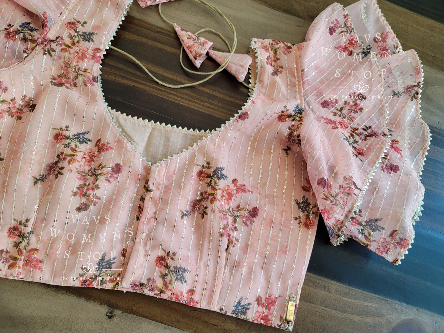 Floral Prints Ruffle Sleeves Blouse