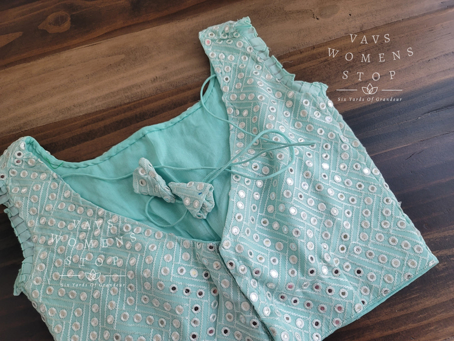 Soft Georgette foil mirror work Sleeveless Blouse