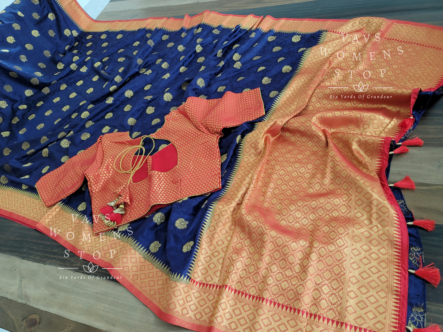 Designer Satin Benarasi Silk Saree - Blouse