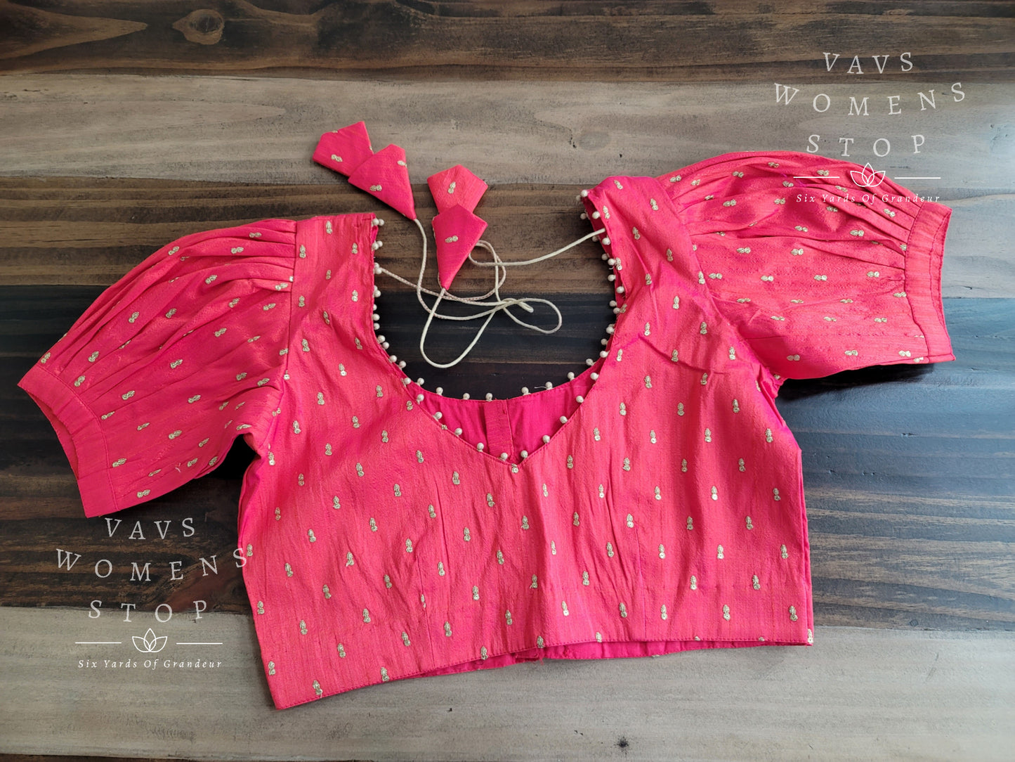 Puff Sleeves Rawsilk Blouse