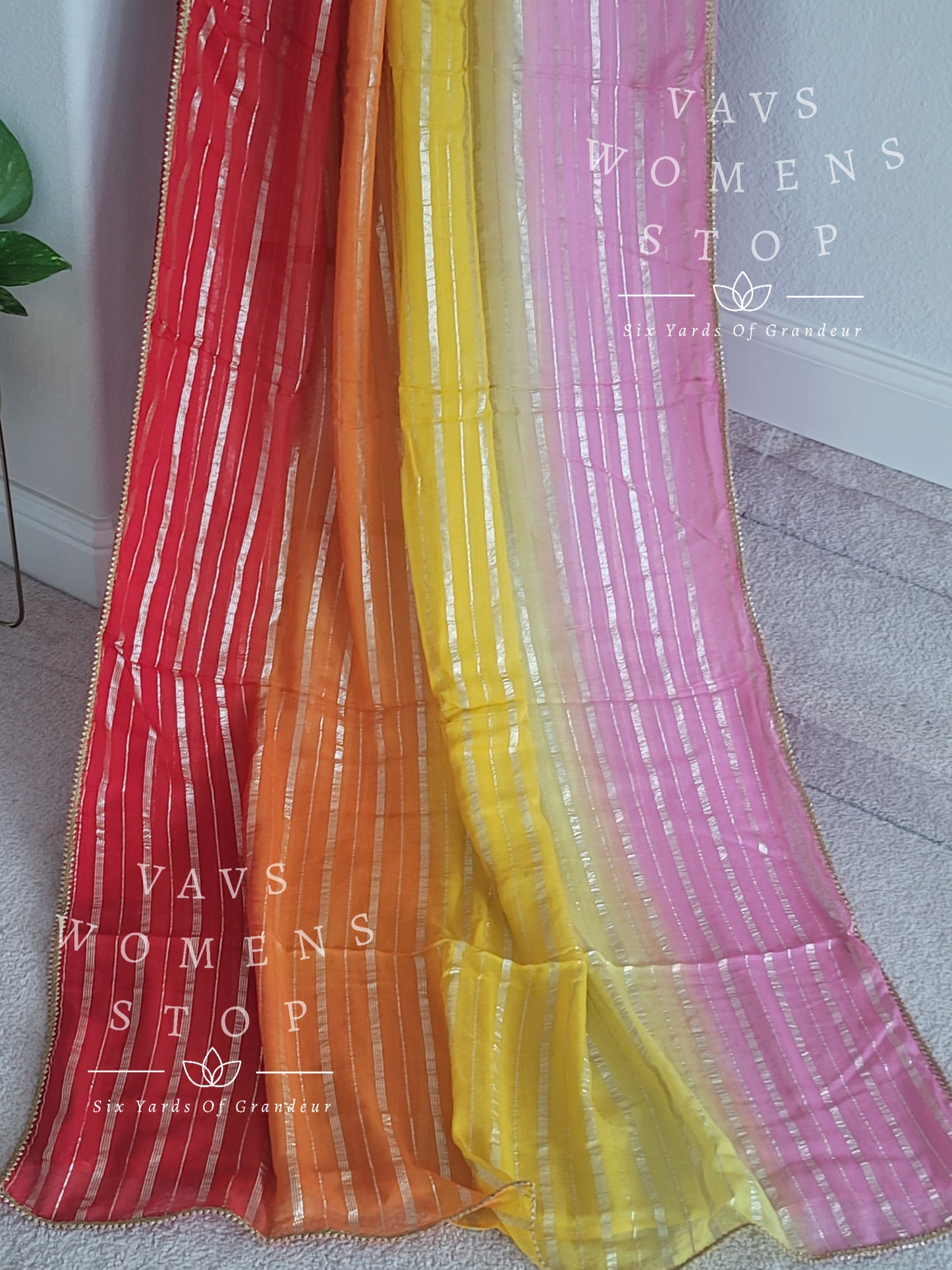 Shaded Georgette Lines Saree