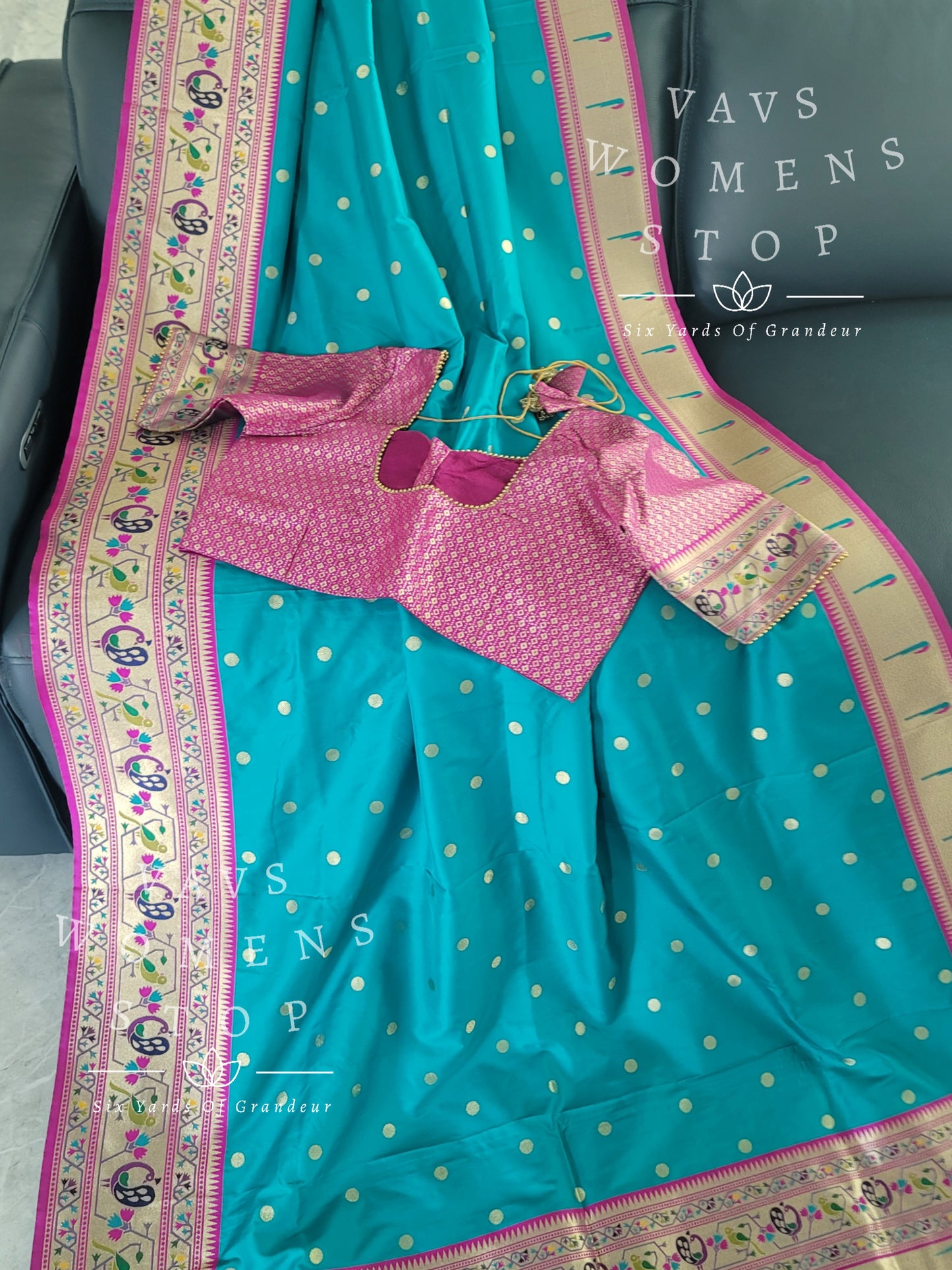 Semi Benarasi Paithani Silk Saree - Blouse