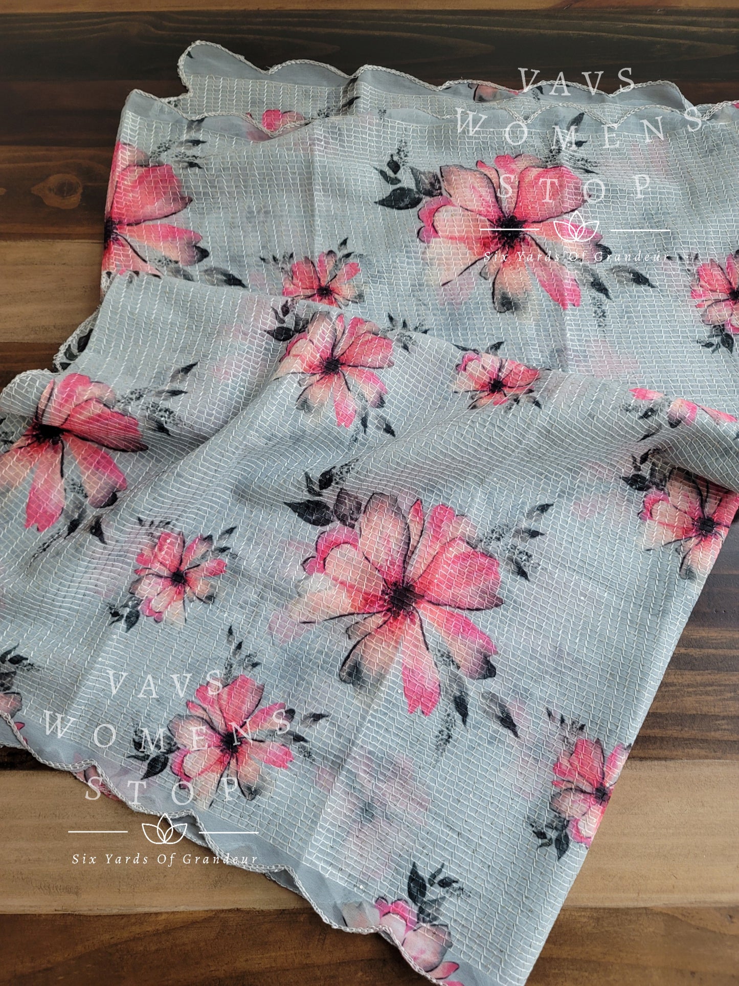 Soft Floral Georgette Cutwork Duppata