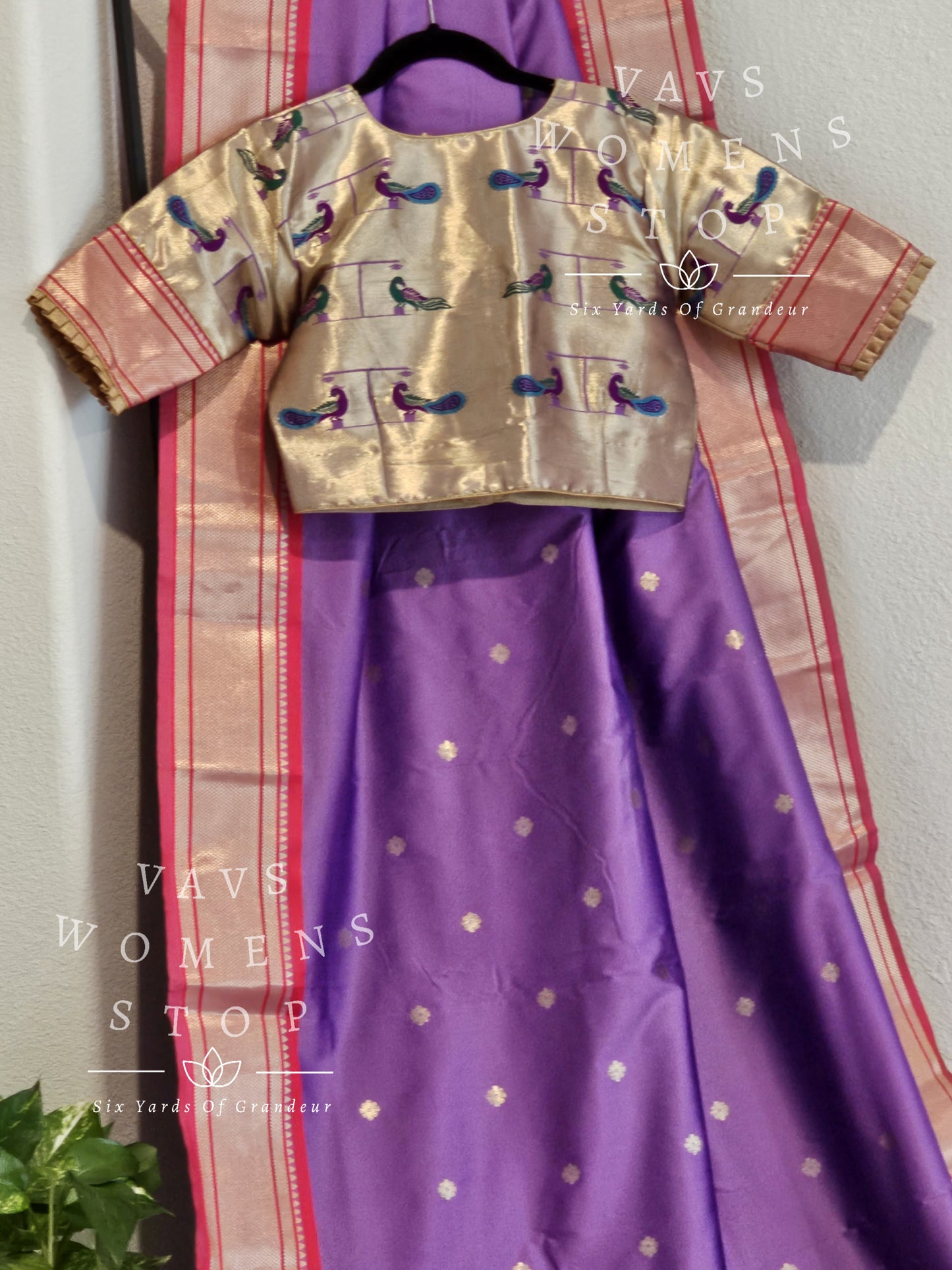 Semi Benarasi Paithani Soft Silk Designer Saree - Blouse