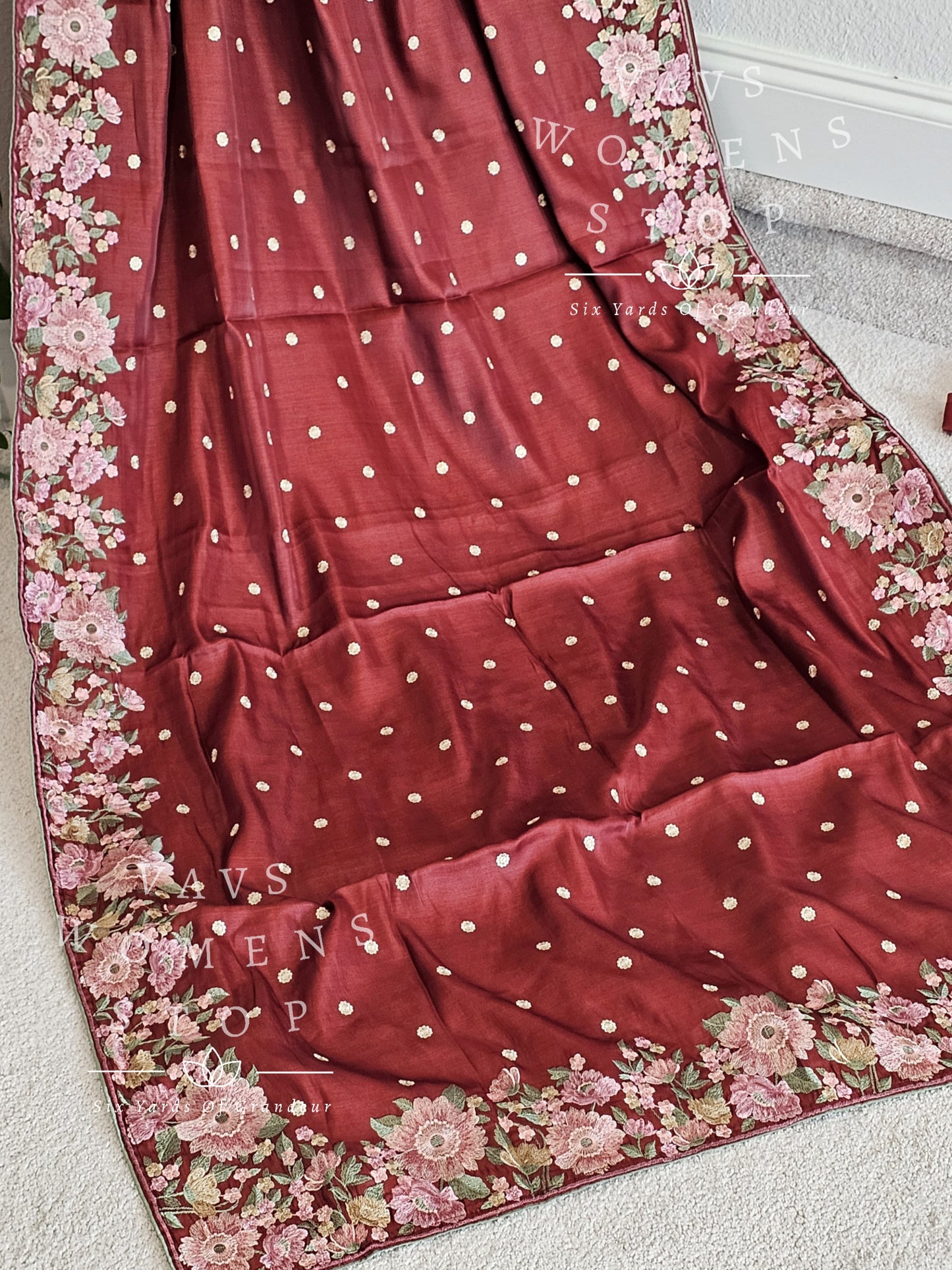 Butter Soft Tussar Silk Embroidered Saree