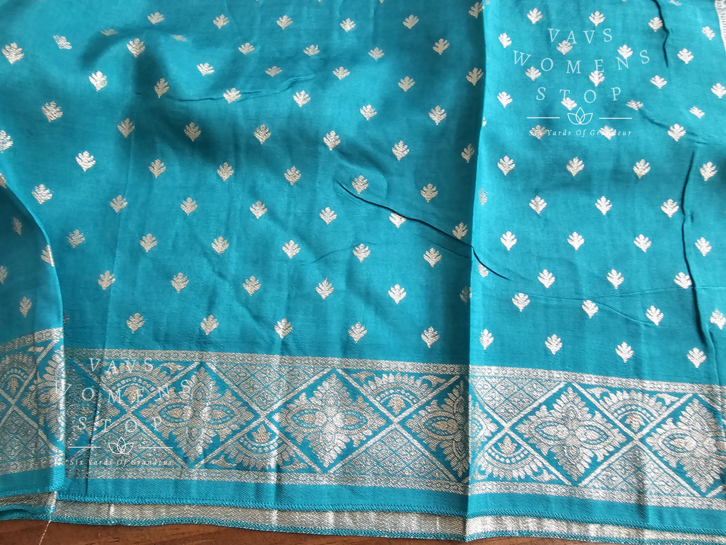 Teal Green Munga Benarasi Silk Duppata