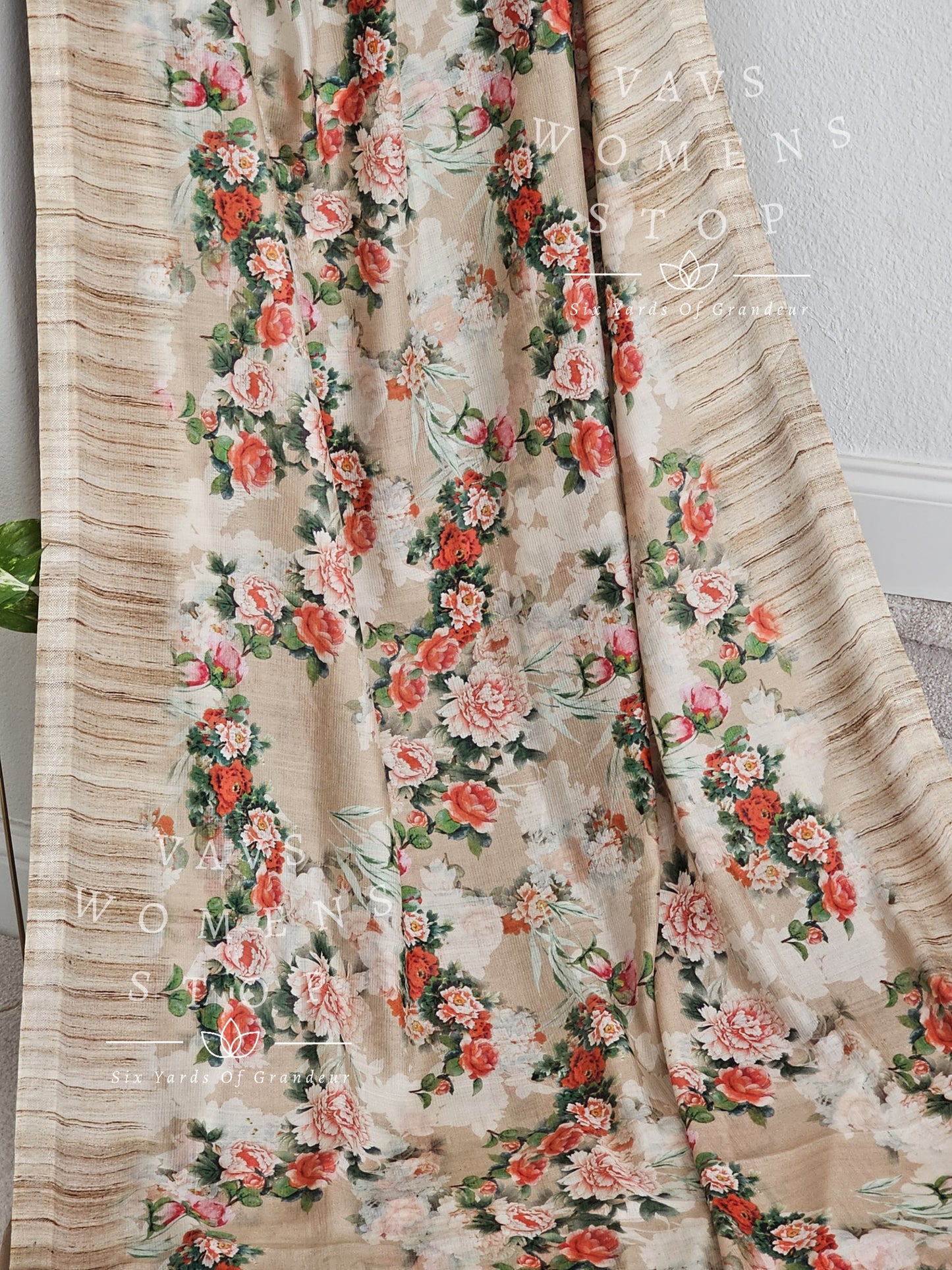 Mangalagiri Pattu Floral Print Saree