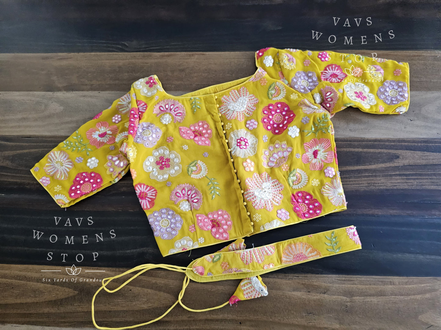 Georgette Sequins Blouse with hip belt