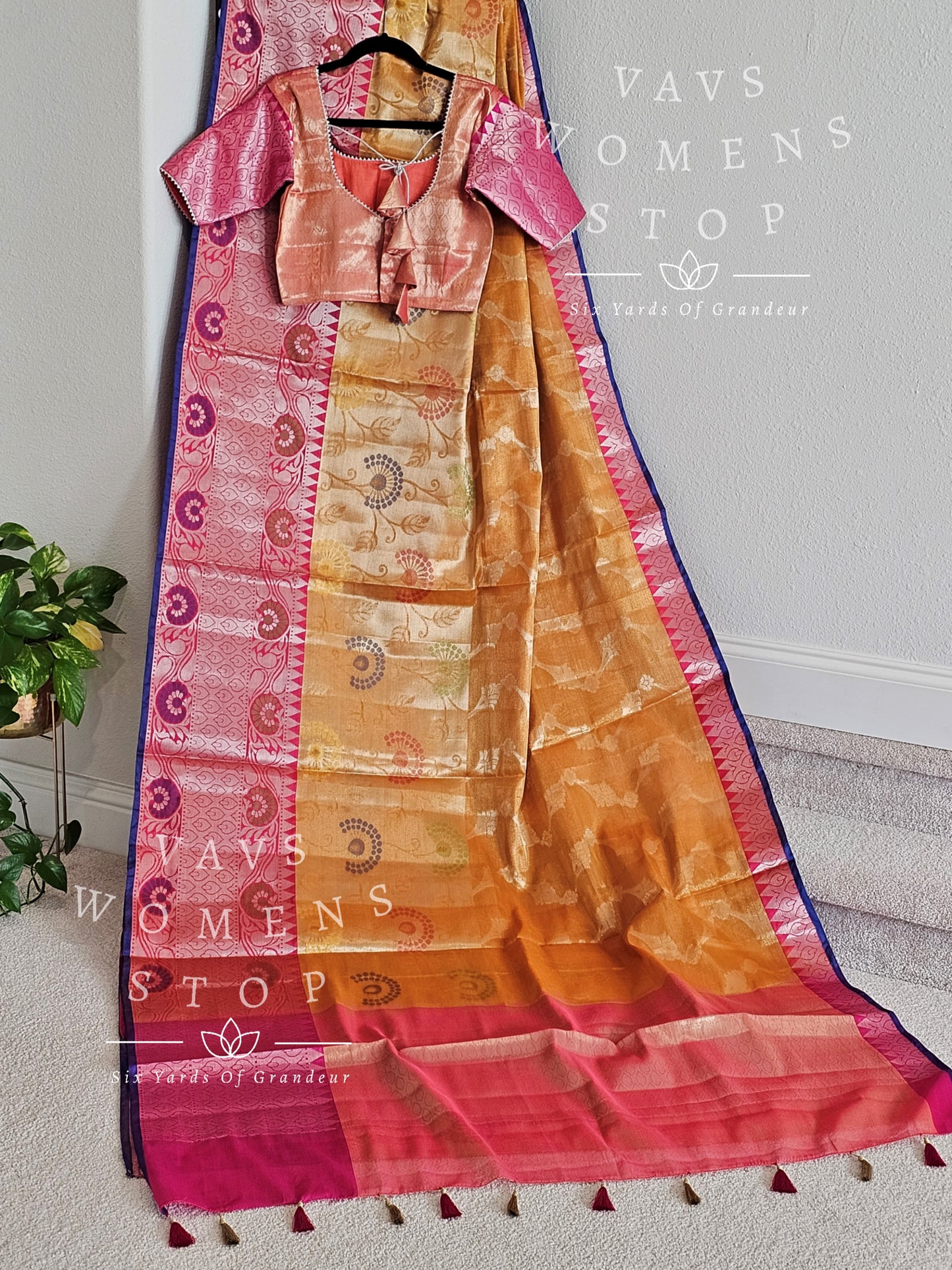 Soft Warm Tissue Silk Saree - Blouse