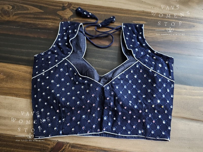 Sleeveless Chinon Foil Mirror Blouse