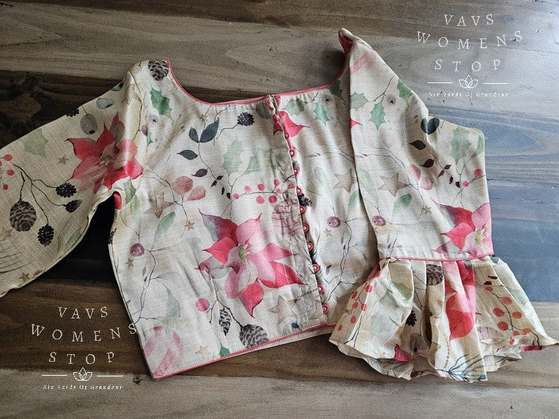 Floral Tussar Silk Blouse