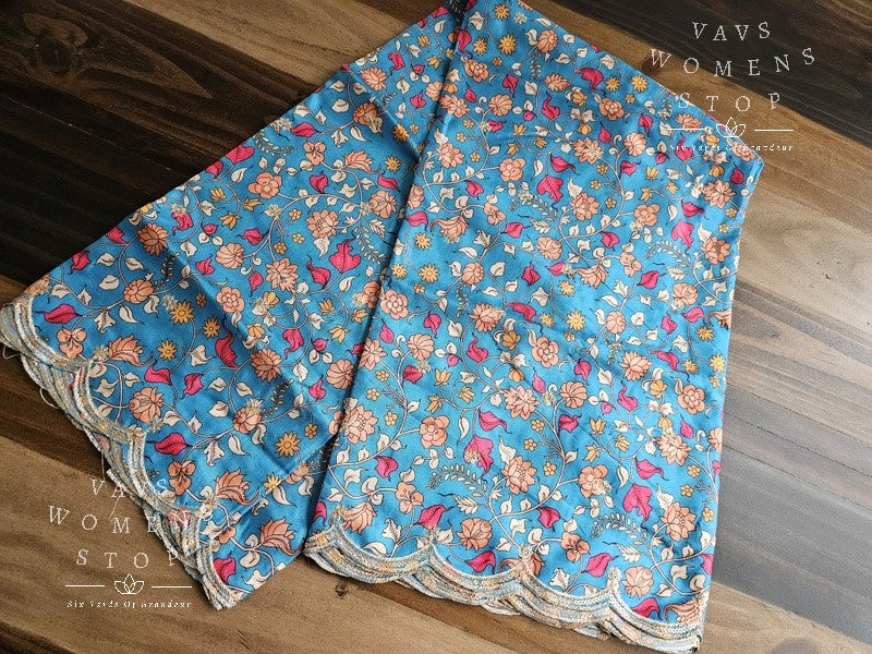 Soft Dola Silk Kalamkari Cutwork Duppata