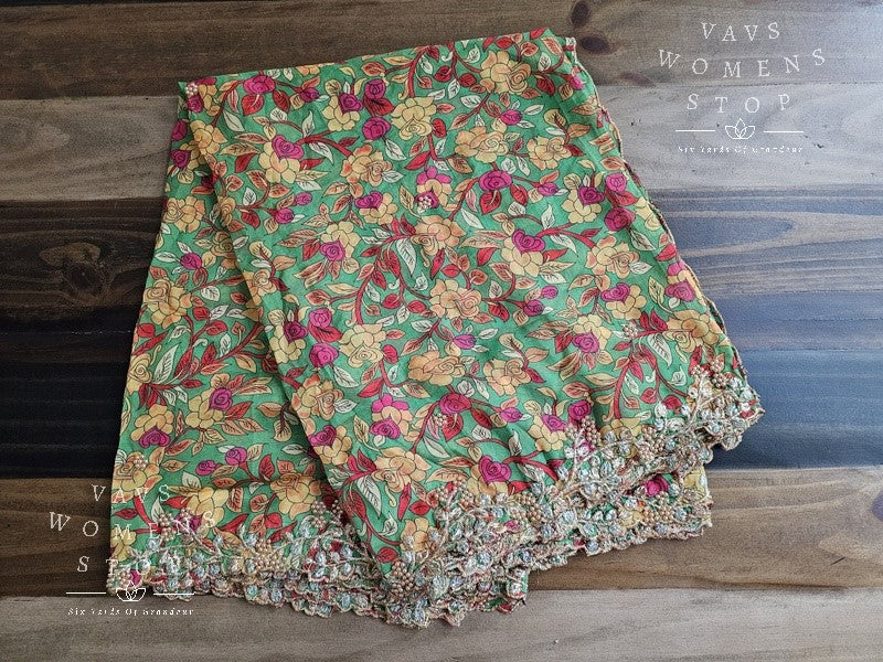 Soft Organza Kalamkari Cutwork Duppata
