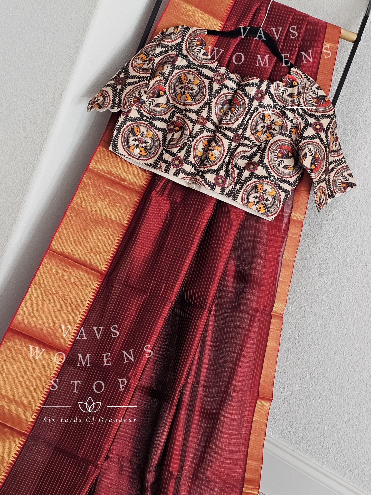 Mangalagiri Silk Cotton Pattu Handloom Saree - Pure Chanderi Patola Blouse