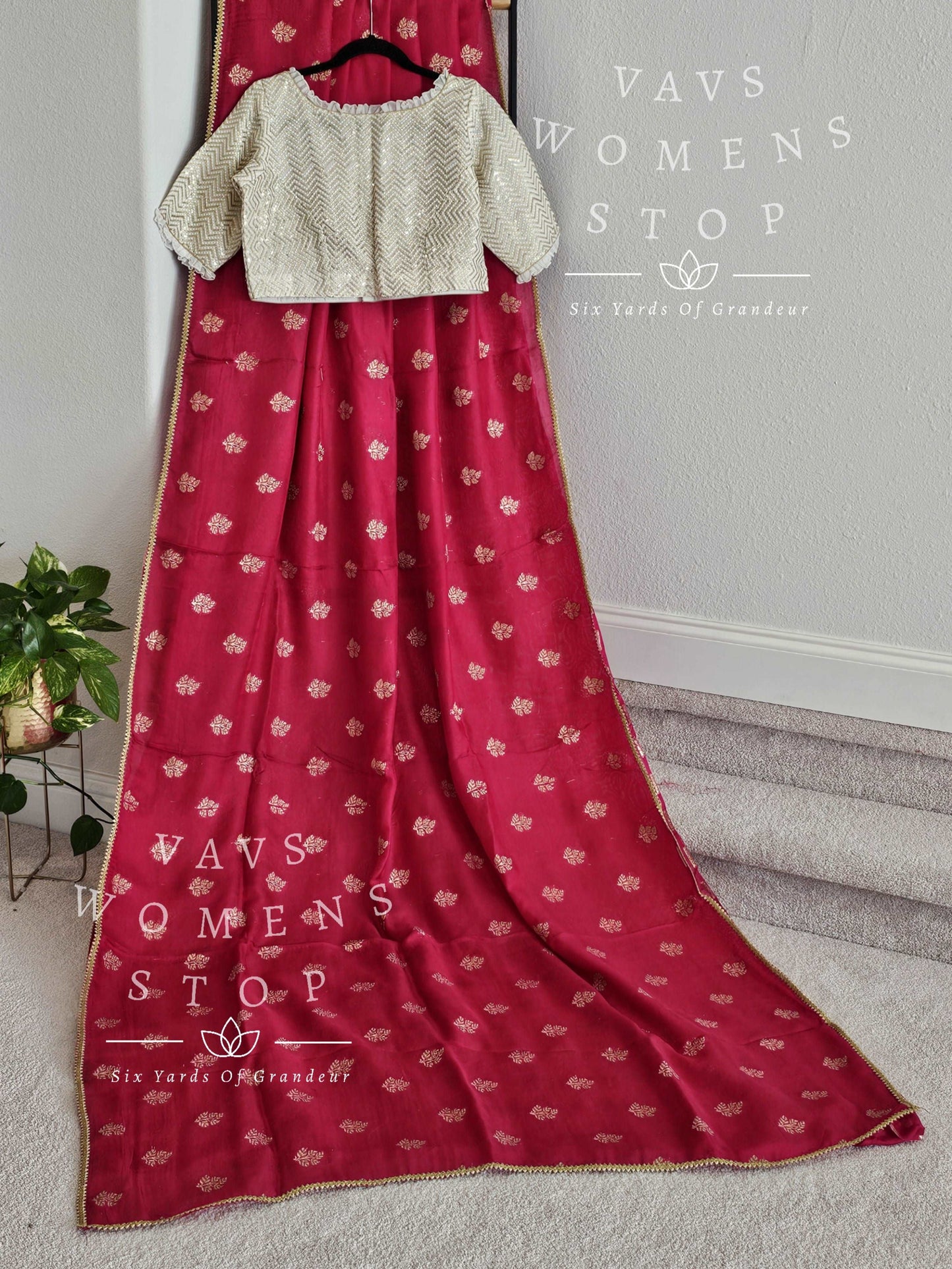 Customized Unique Collection Jute Silk Saree - Pure Georgette Chikankari Blouse