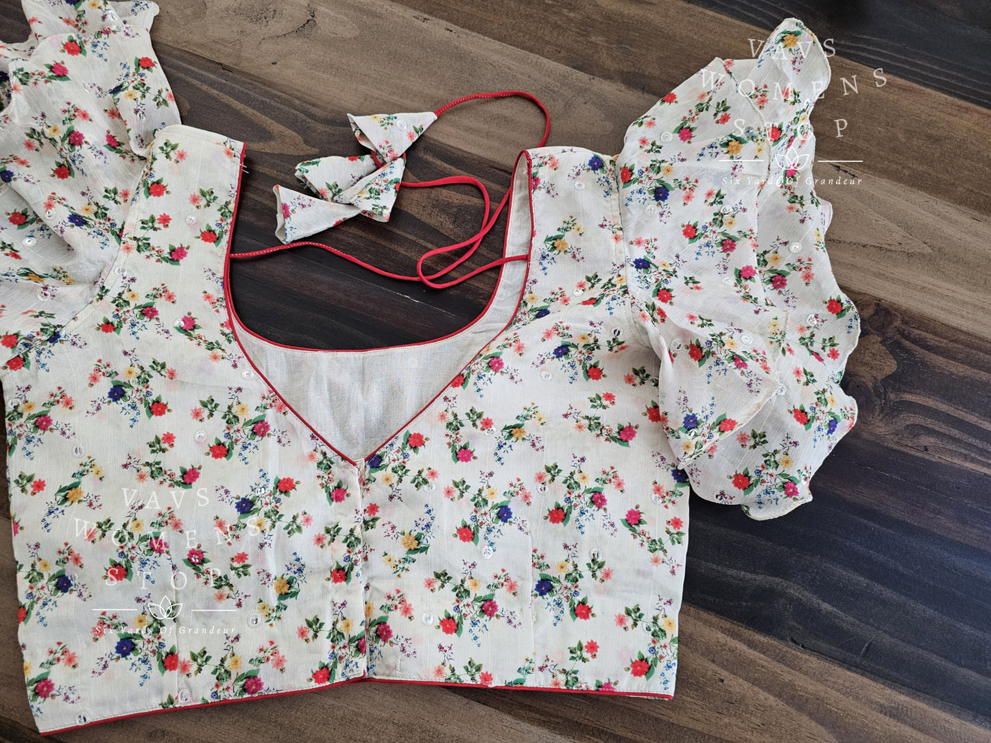 Floral Ruffle Sleeves Blouse