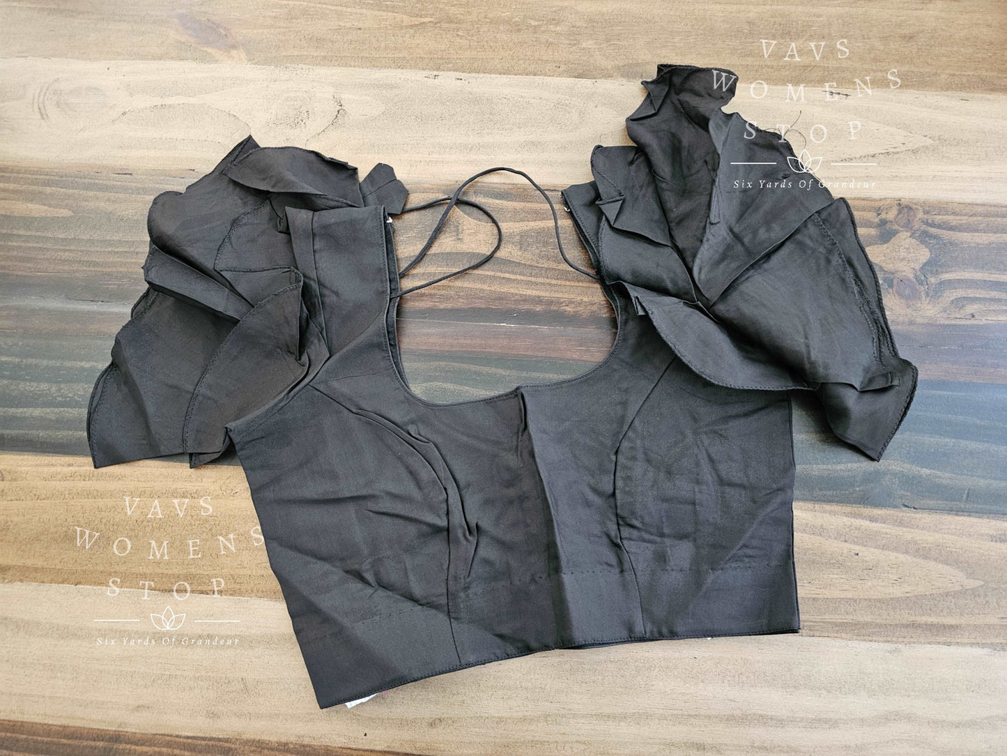 Black Ruffle Sleeves Blouse