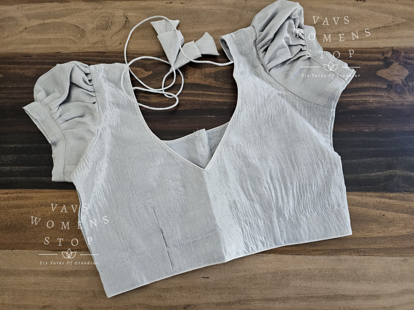 Silver Crush Tissue Puff Sleeves Blouse