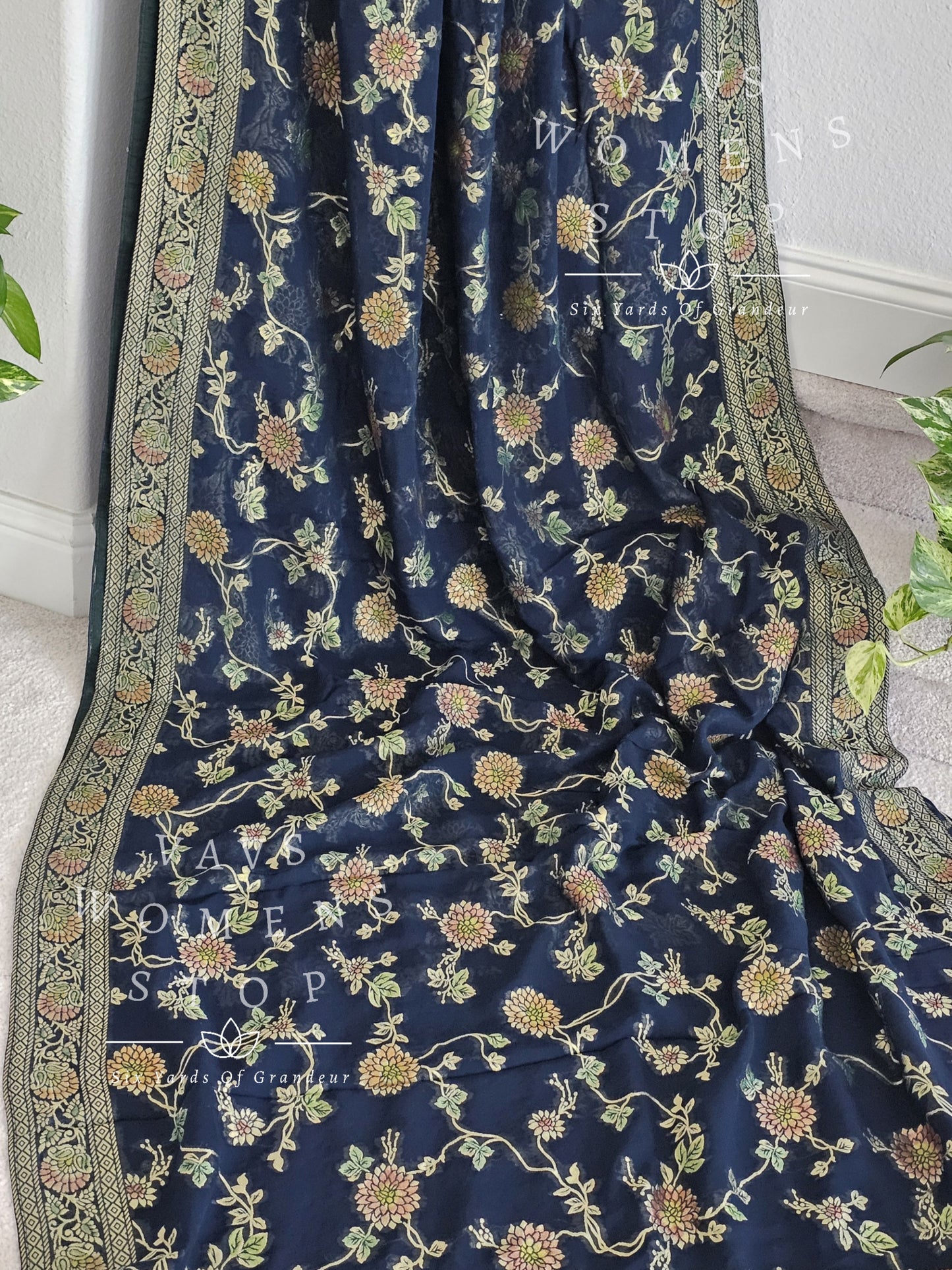 Pure Khaddi Viscose Georgette Designer Saree