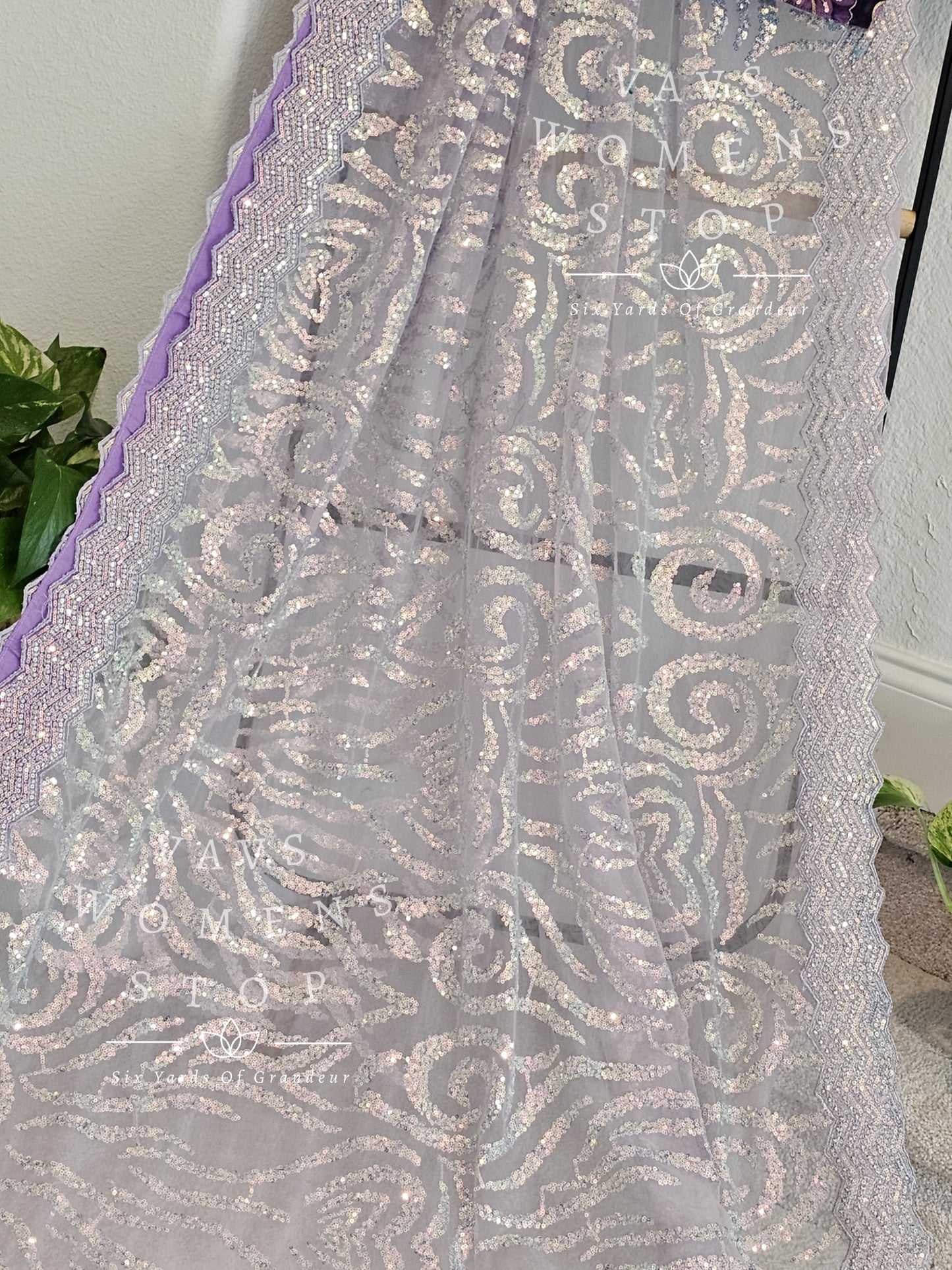 Designer Net Sequins Saree