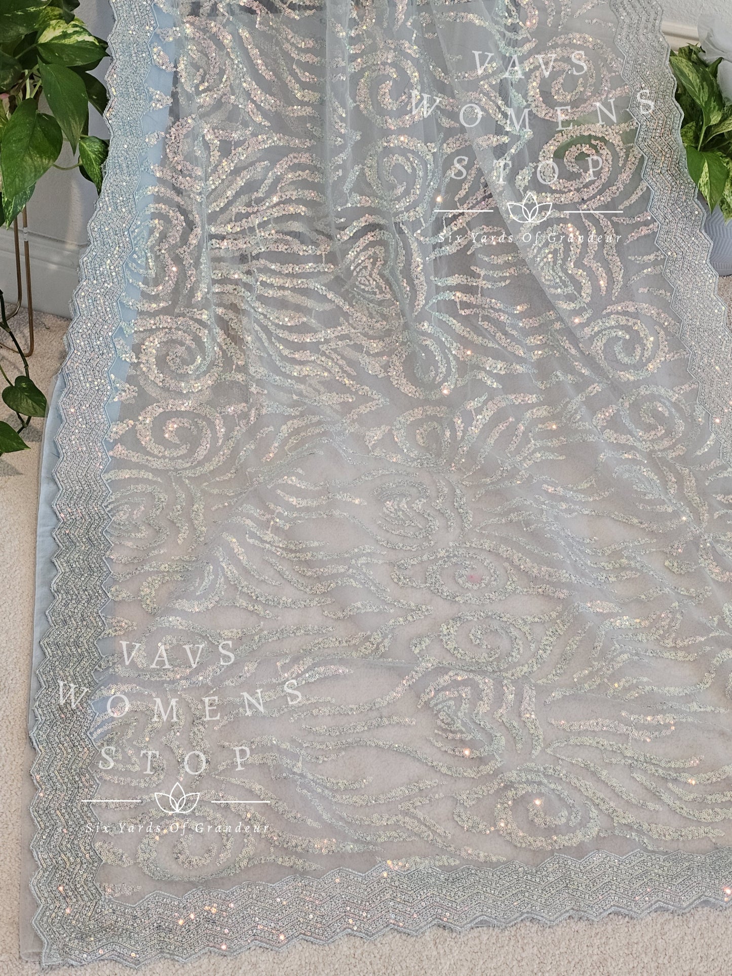 Designer Net Sequins Saree