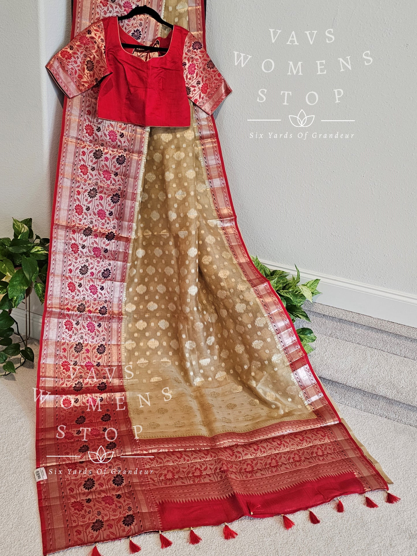Pure Kora Organza Silk Designer Saree - Blouse