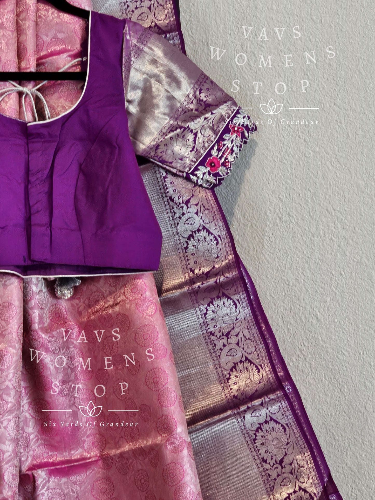 Pure Kanchi Pattu Tissue Brocade Silk Saree - Maggam Blouse