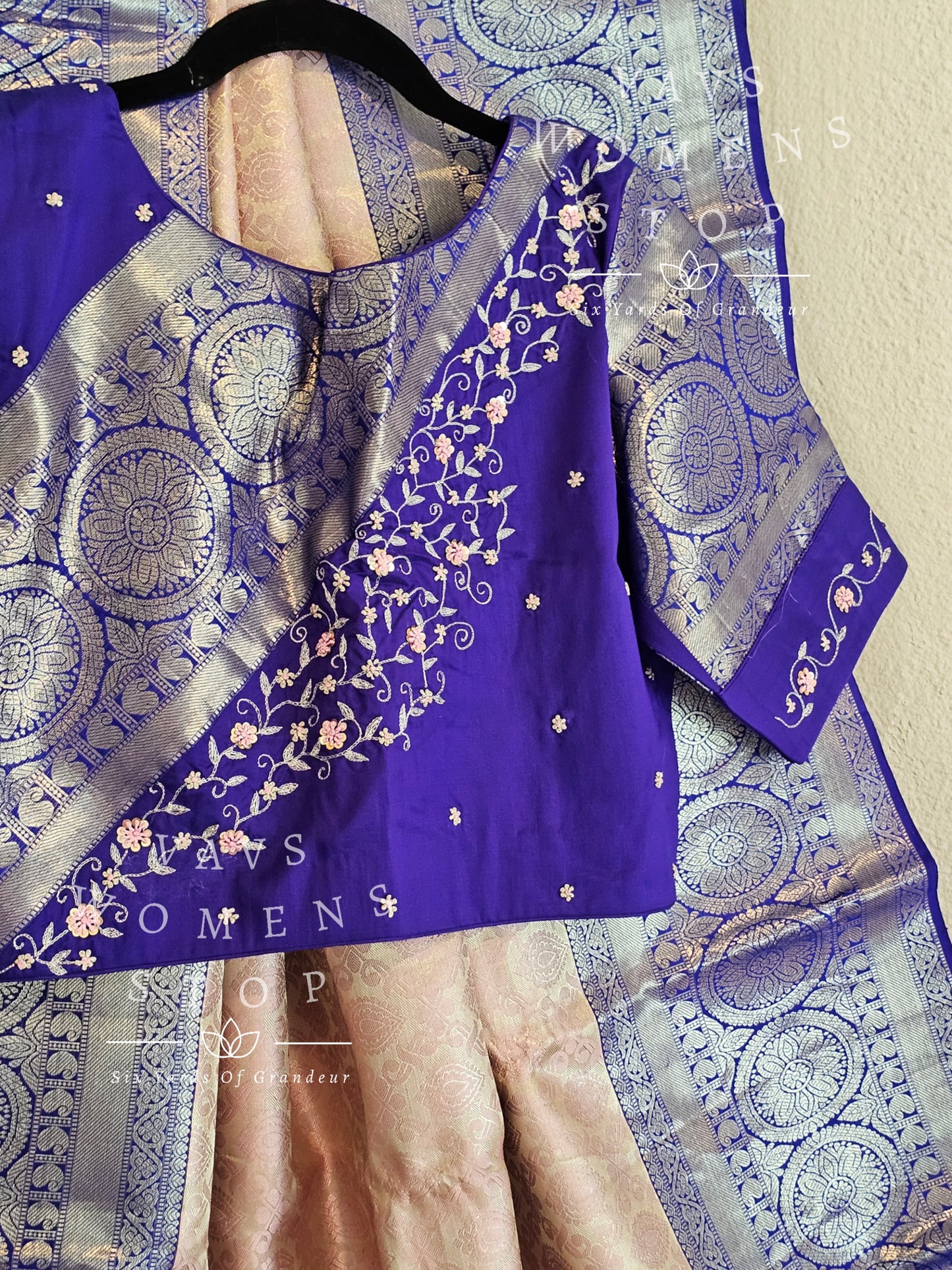 Pure Kanchi Pattu Tissue Brocade Silk Saree - Maggam Blouse