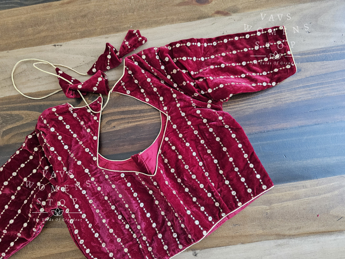 Velvet Sequins Embroidered Designer Blouse