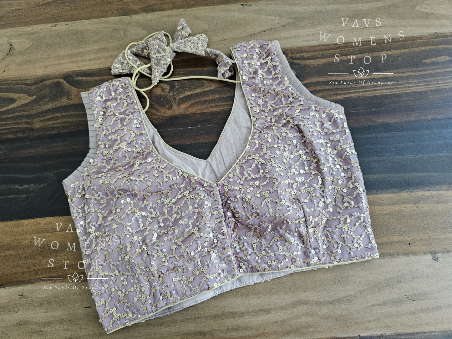 Rose Mauve Sleeveless Sequins Blouse