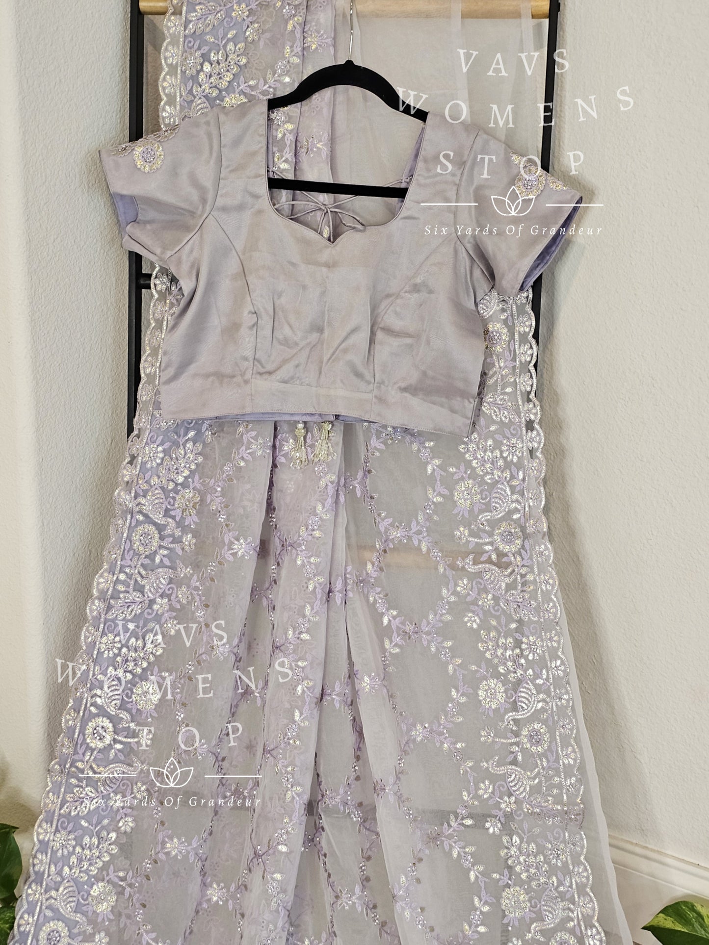 Designer Organza Partywear Saree - Blouse