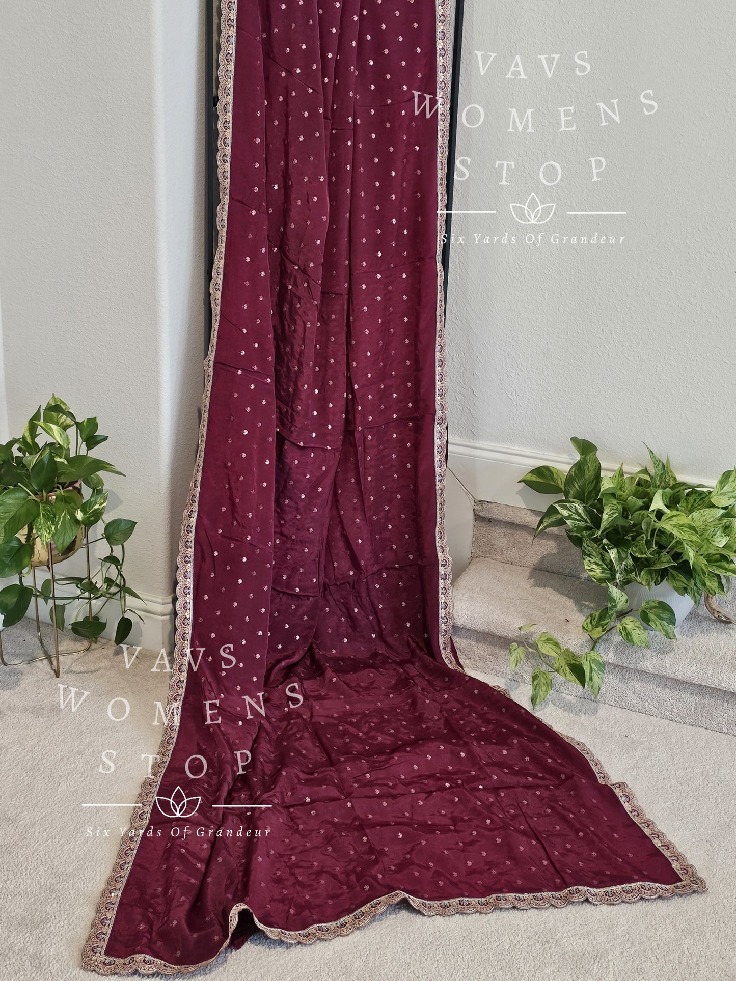 Unique VAVS Customized Crepe Silk Saree - Kalamkari Blouse