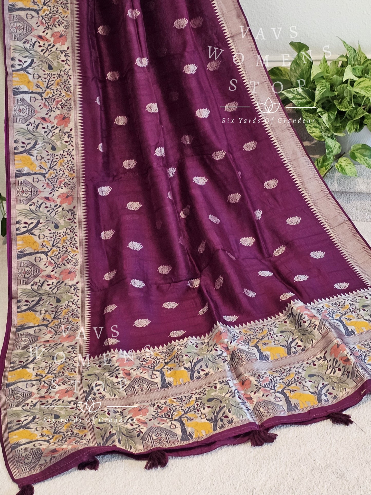 Pure Munga Tussar Silk Saree - Blouse