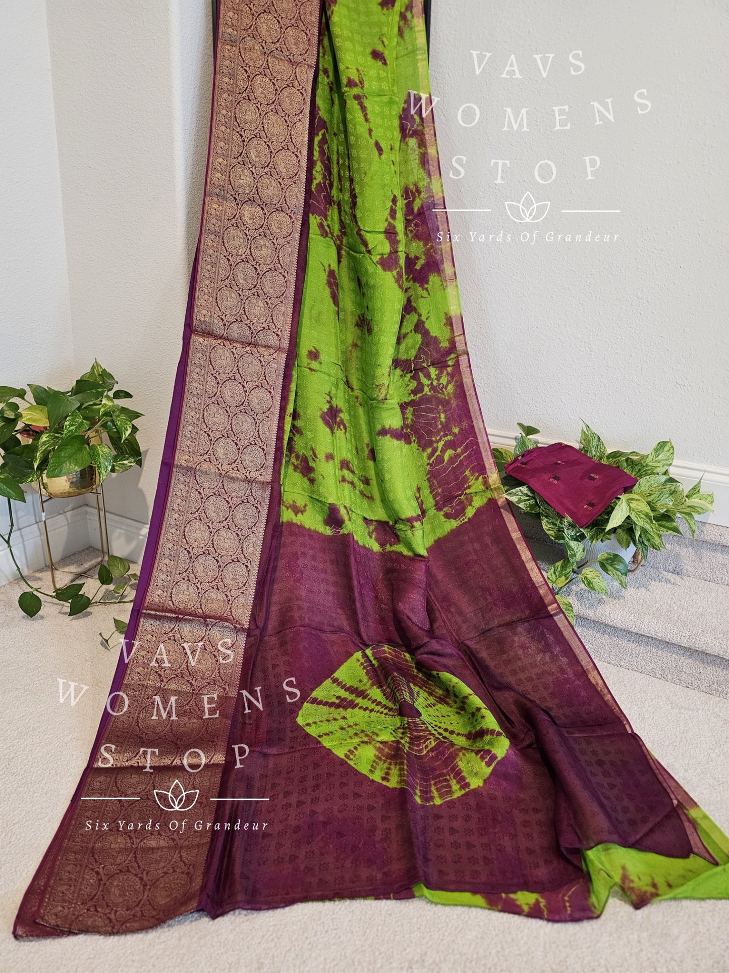 Shibori Print Jute Georgette Saree