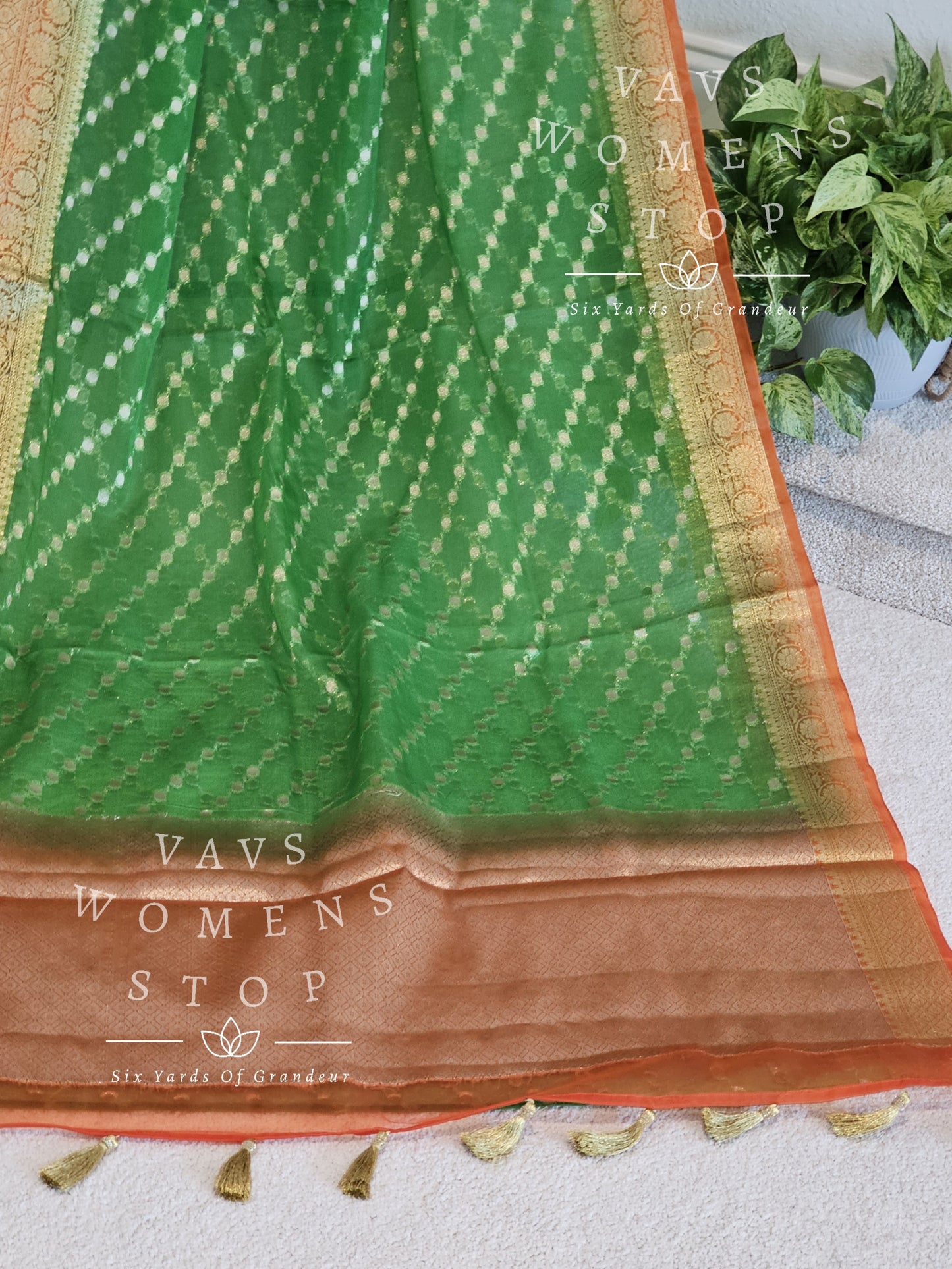 Kanchi Border Semi Organza Saree - Blouse