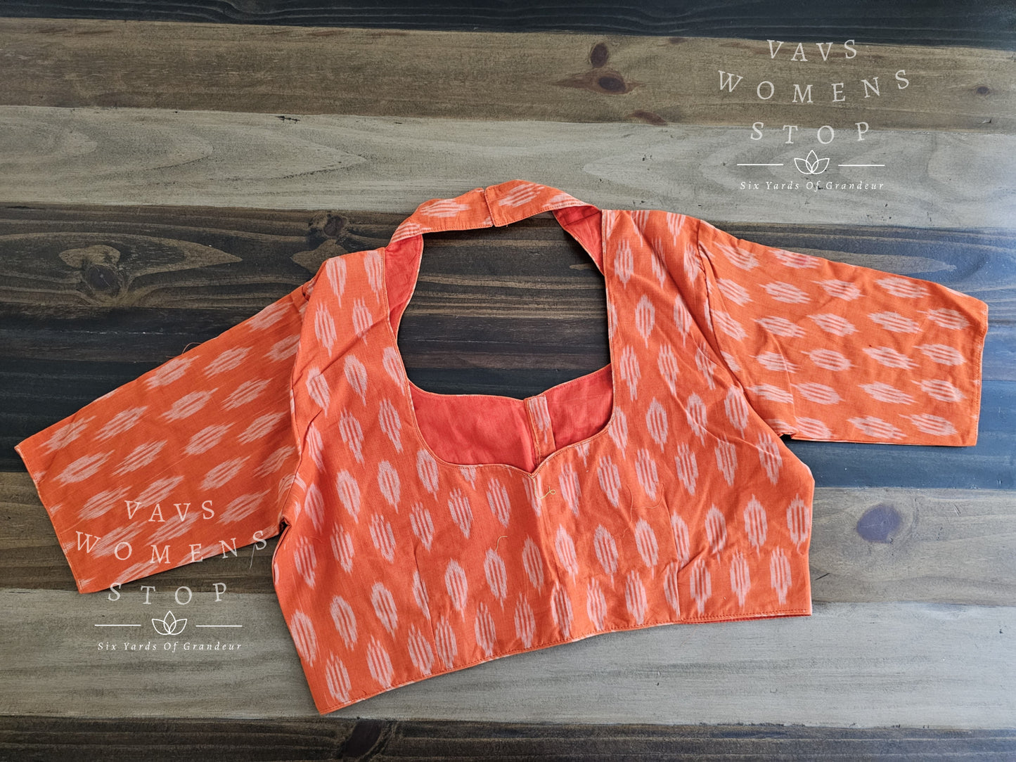 Orange Ikkat Sico Cotton Blouse