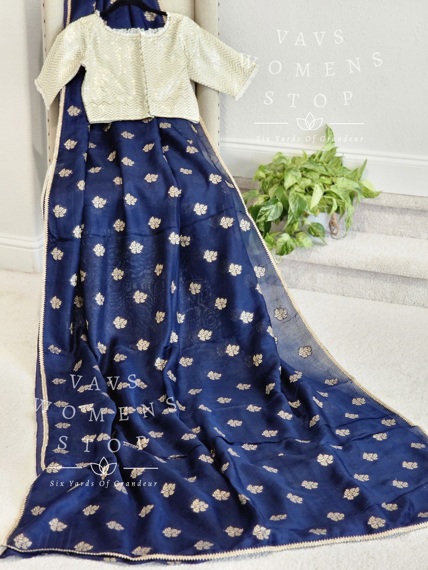Customized Unique Collection Jute Silk Saree - Pure Georgette Chikankari Blouse