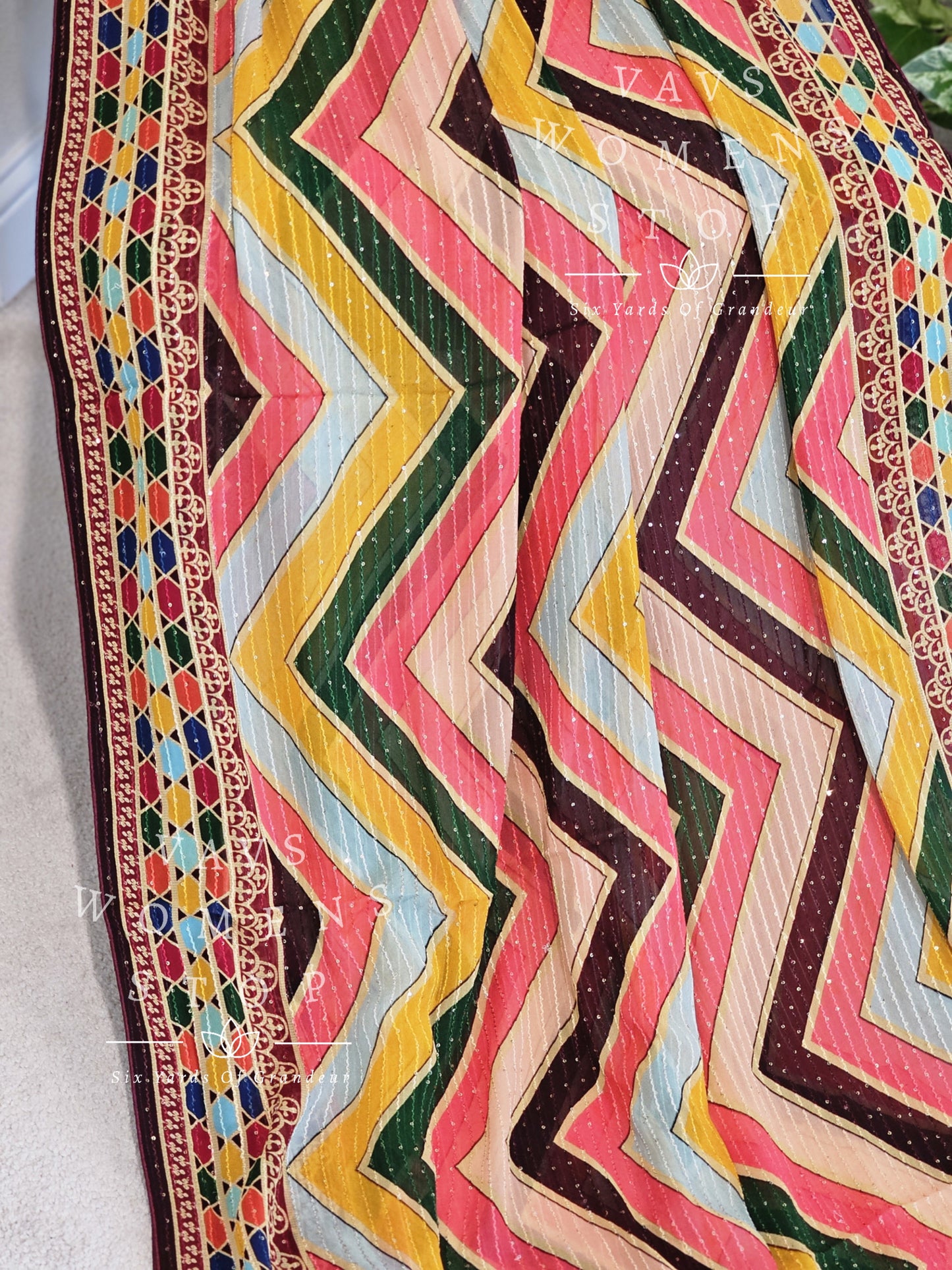 Sabyasachi Inspired Designer Pure Georgette Sequins Saree