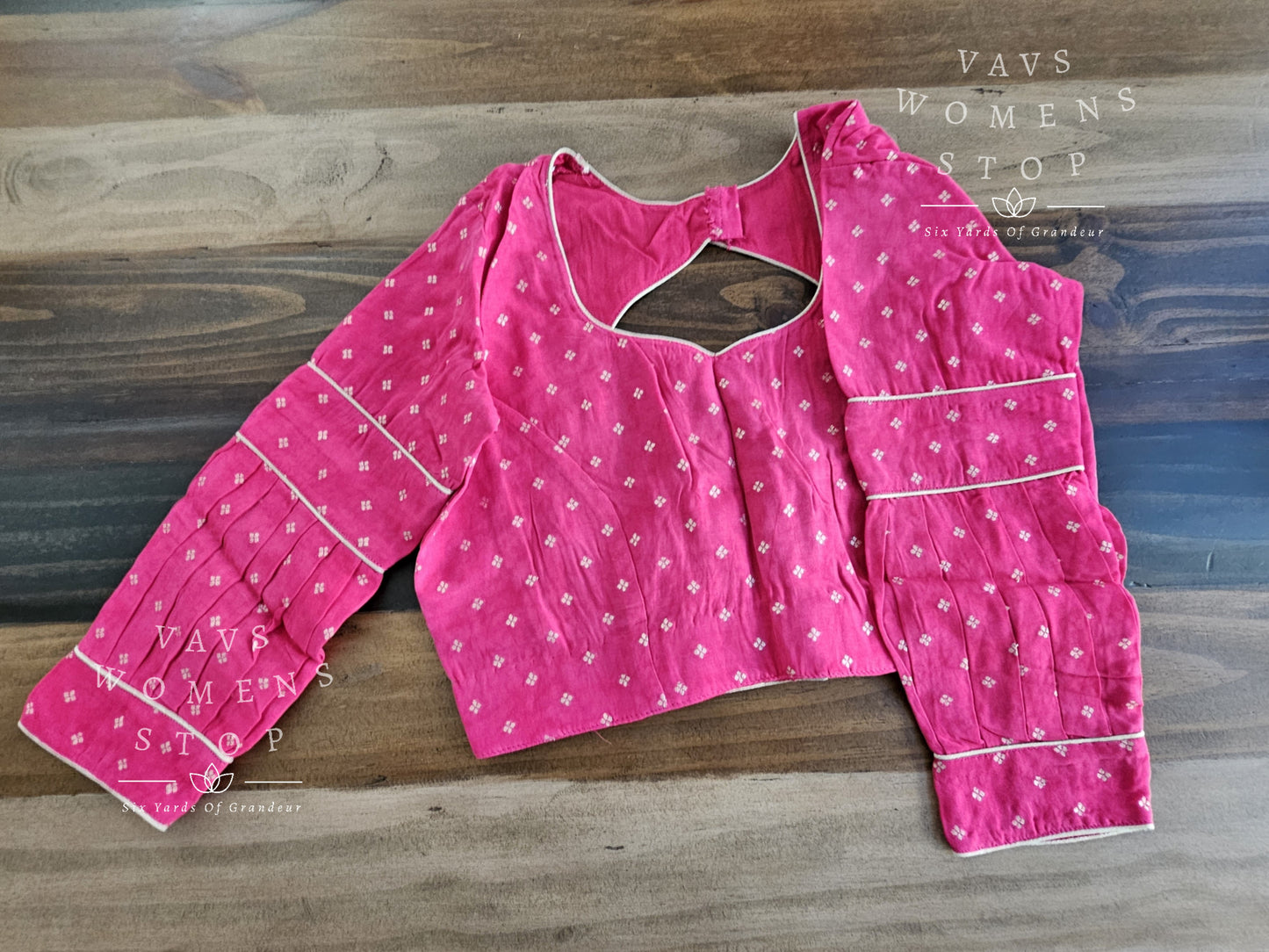 3/4 Patterned Sleeves Designer Blouse