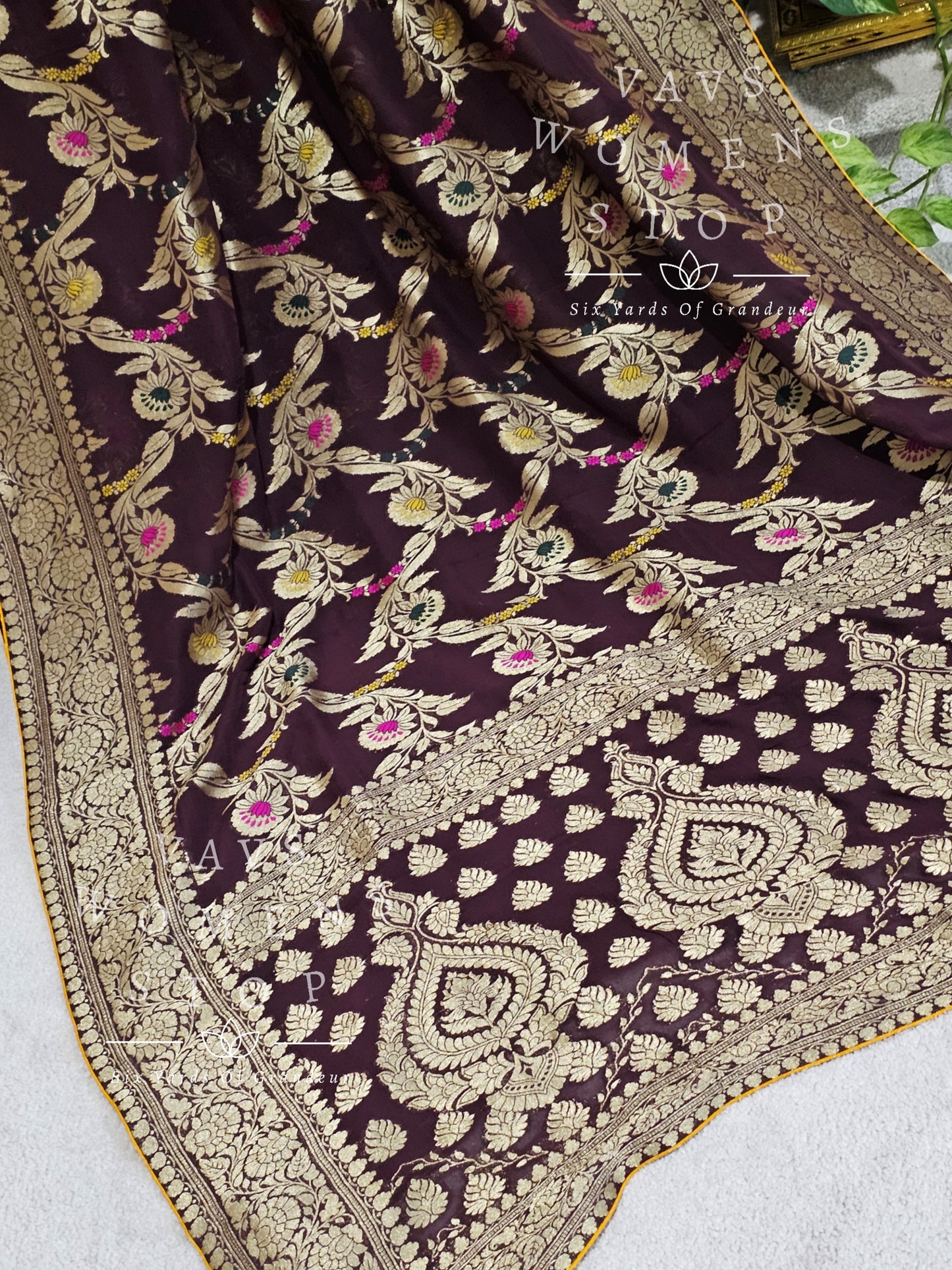 Pure Viscose Khadi Georgette Saree - Blouse
