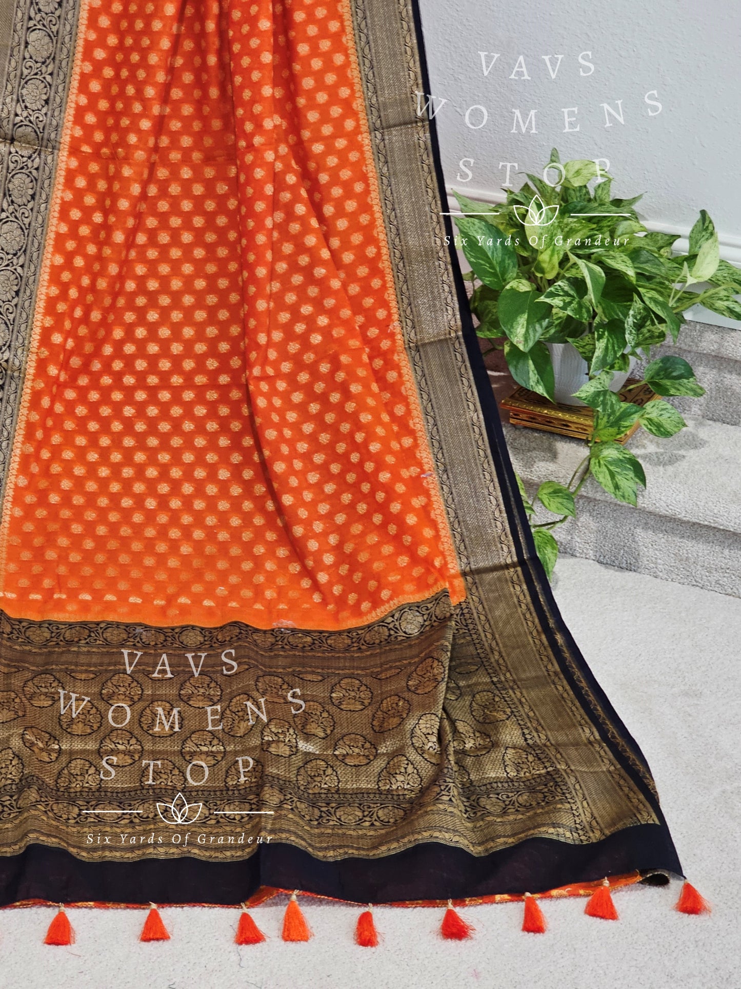 Semi Georgette Silk Cotton Saree - Blouse