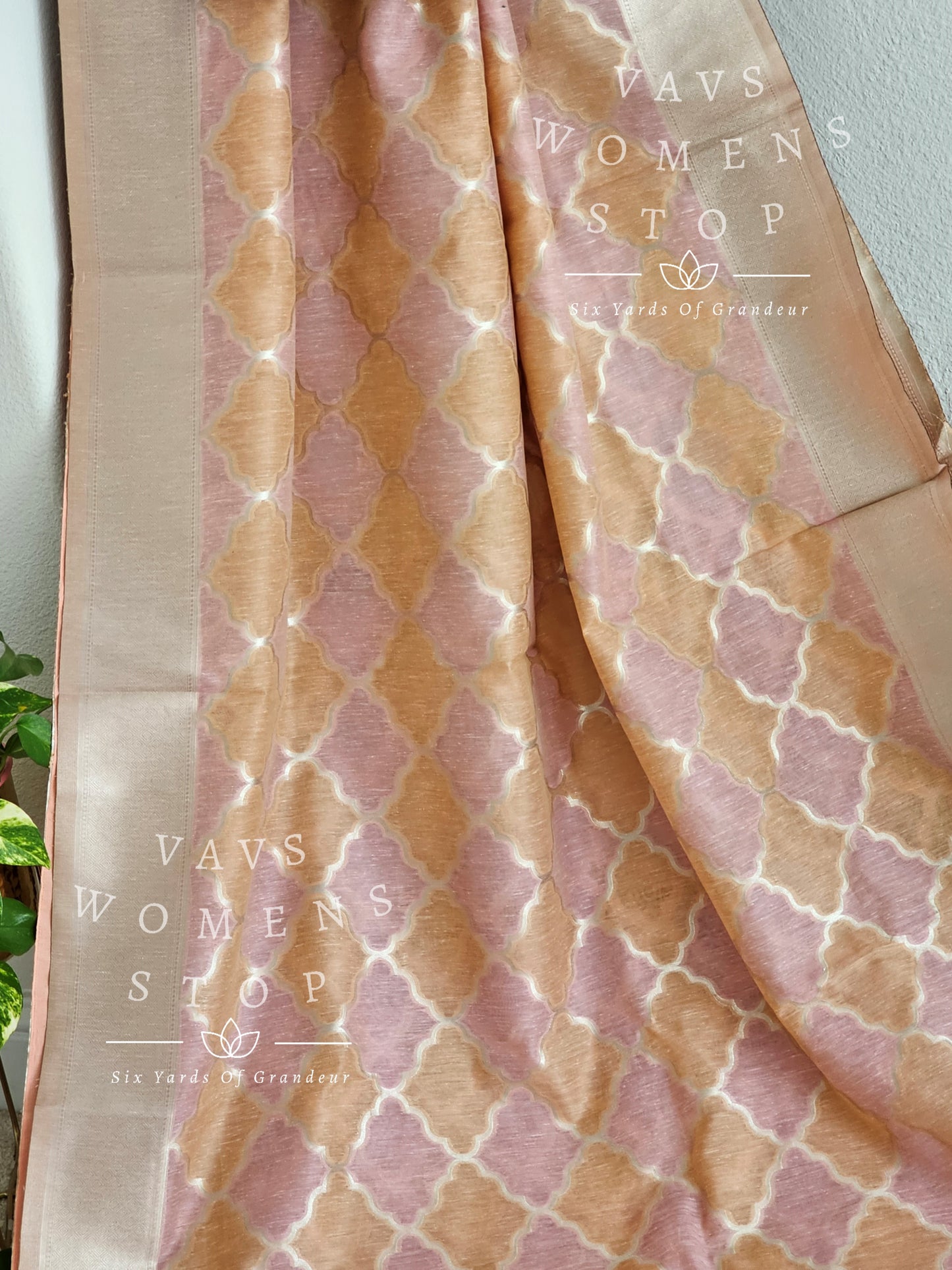 Linen Kota Pastel Shade Designer Saree - Blouse