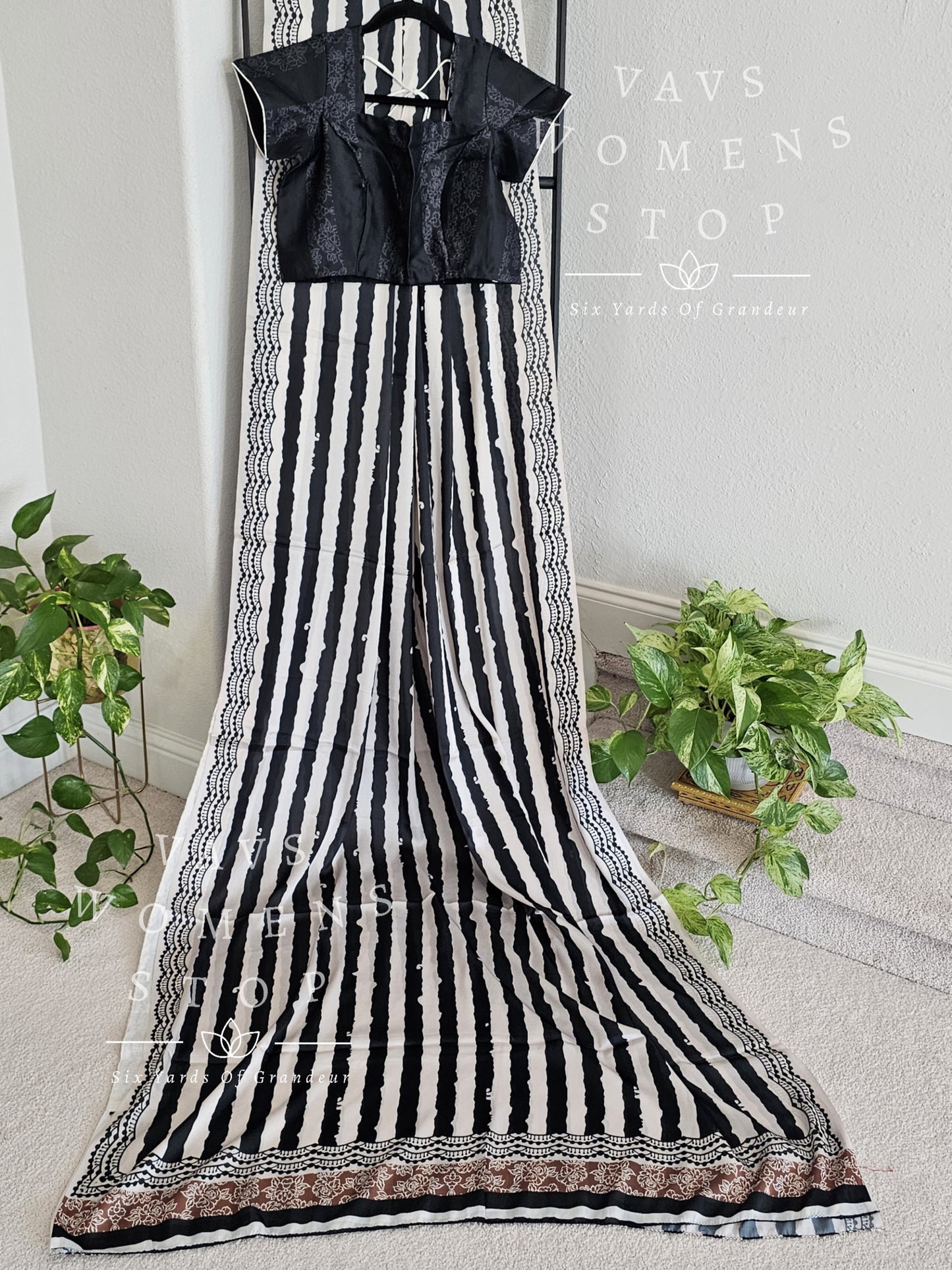 Satin Stripes Saree - Blouse