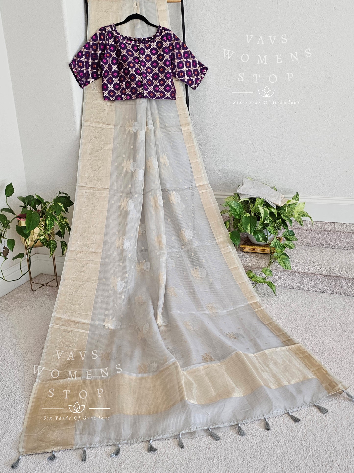 Fine Quality Pure Kota Silk Saree - Benarasi Blouse