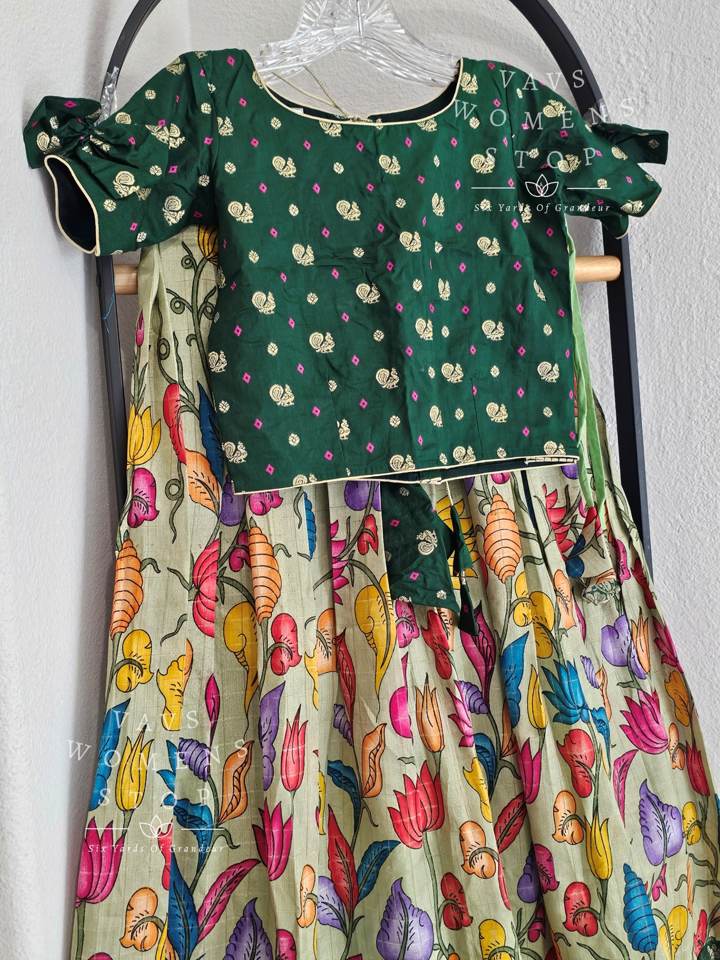 Designer Dola Soft Silk Cotton Kalamkari Langa - Blouse