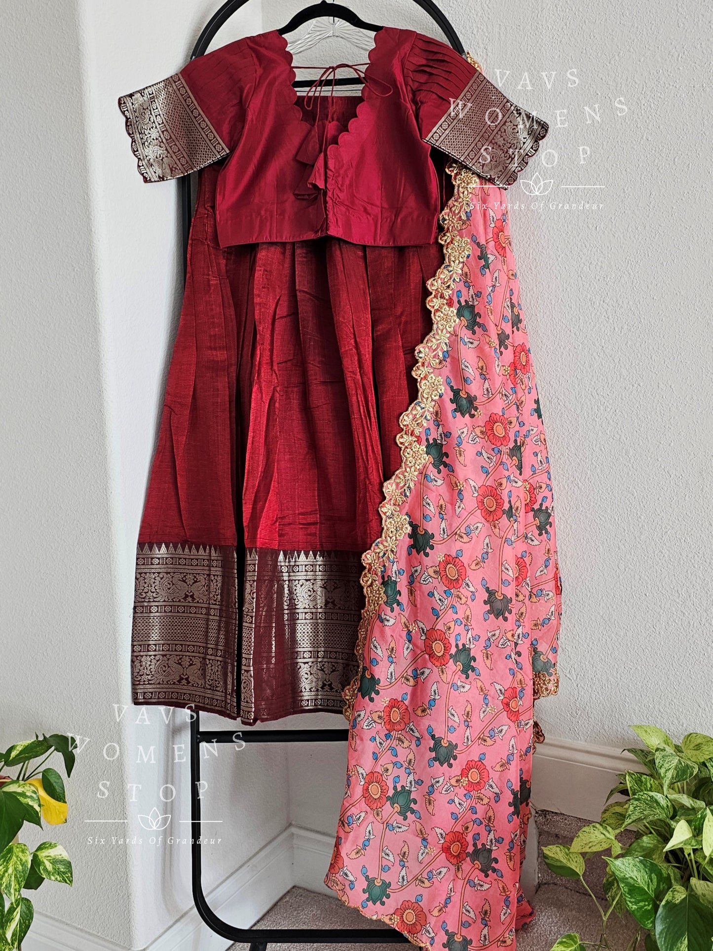Mangalagiri Kanchi Border Half Saree/ Lehenga Set