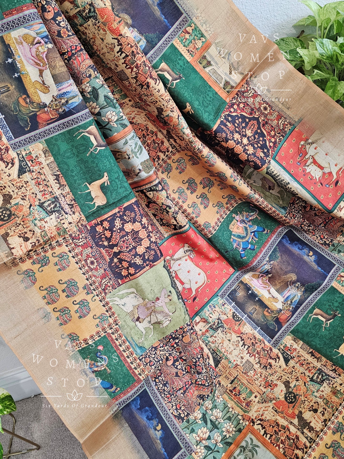 Semi Tussar Digital Print Saree - Blouse