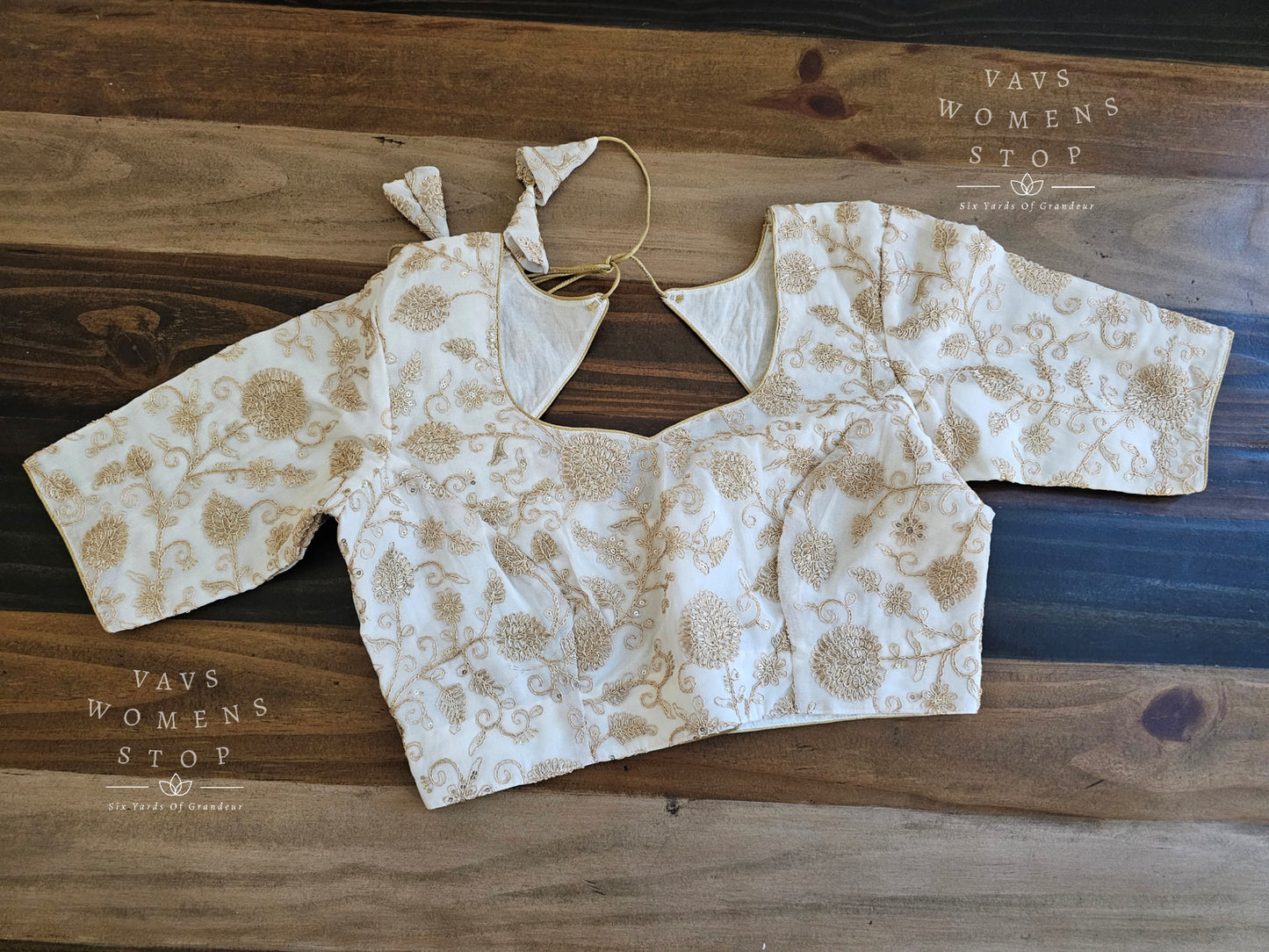 White Heavy Machine Embroidery Designer Georgette Blouse