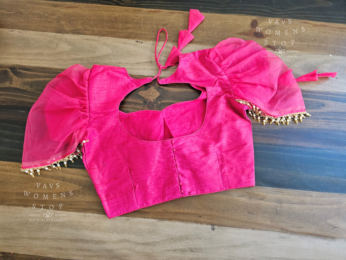 Plain Dupion Silk Pink Blouse